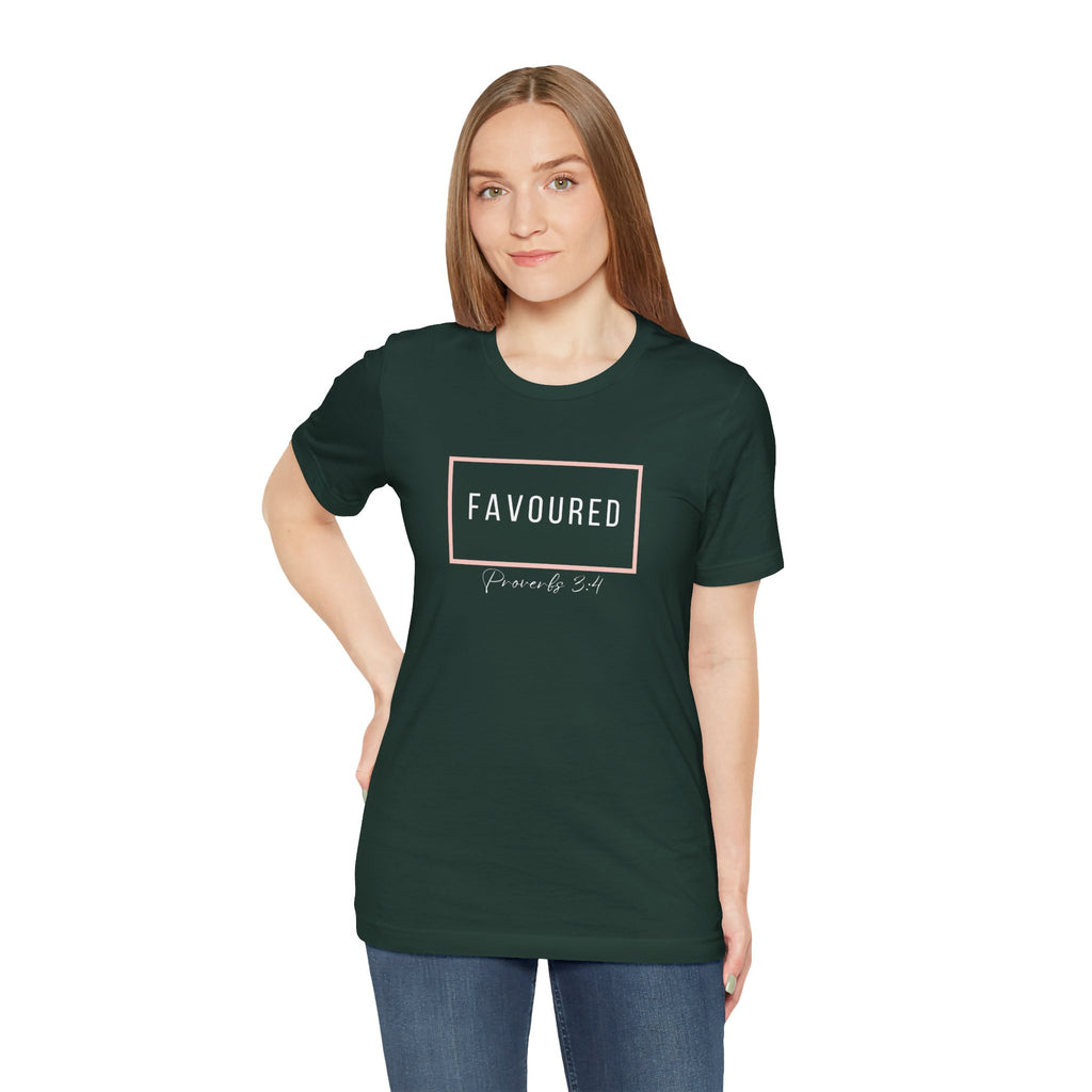 Favoured Christian T-Shirt – Proverbs 3:4 Scripture Tee | Faith-Based Unisex Shirt