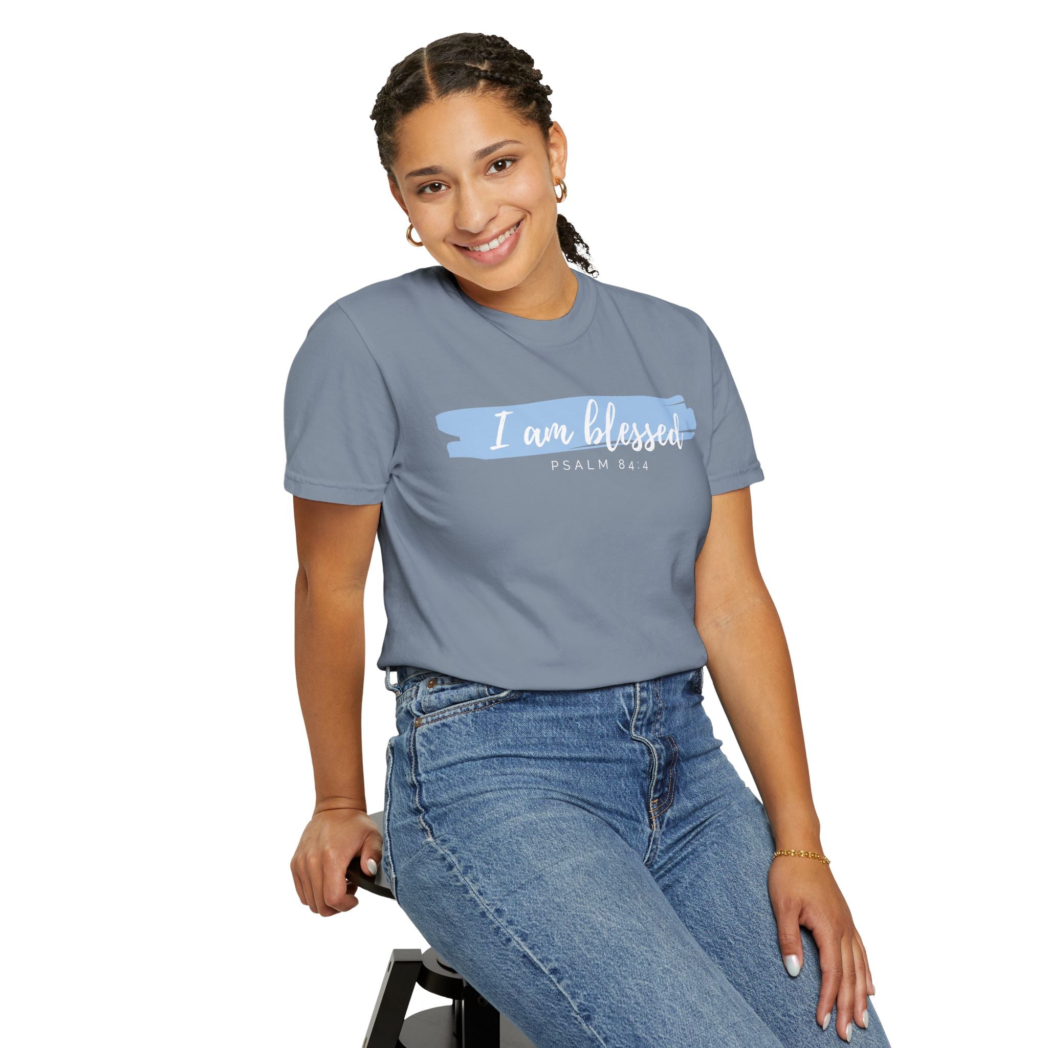 I Am Blessed Christian T-Shirt — Psalm 84:4 Scripture Tee | Garment-Dyed Faith Shirt