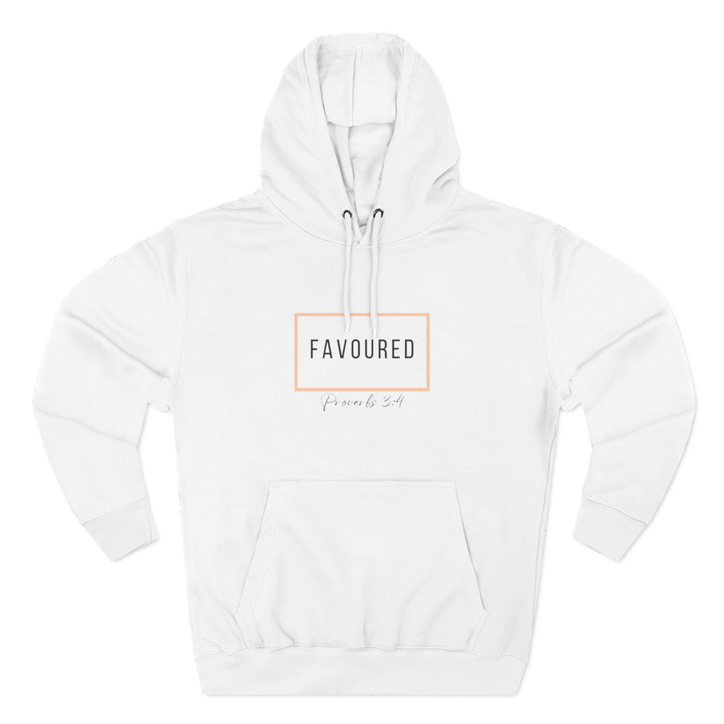 Favoured Christian Hoodie – Proverbs 3:4 Scripture Minimalist Hoodie | Faith-Based Unisex Fleece Pullover