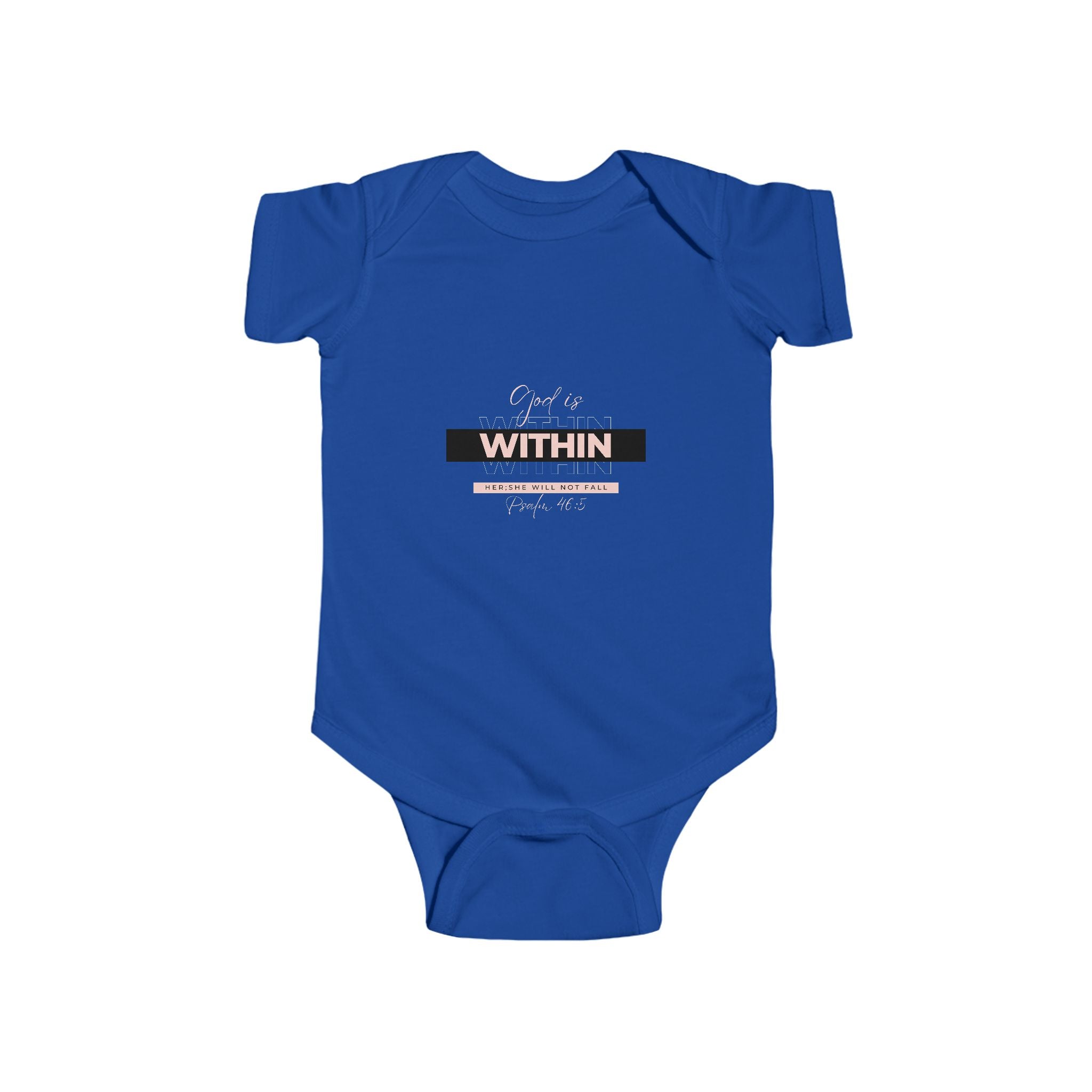 Faith-Inspired Infant Bodysuit – “God Is Within Her; She Will Not Fall” (Psalm 46:5) | Christian Baby Gift, Soft Cotton Outfit for Newborn Girls