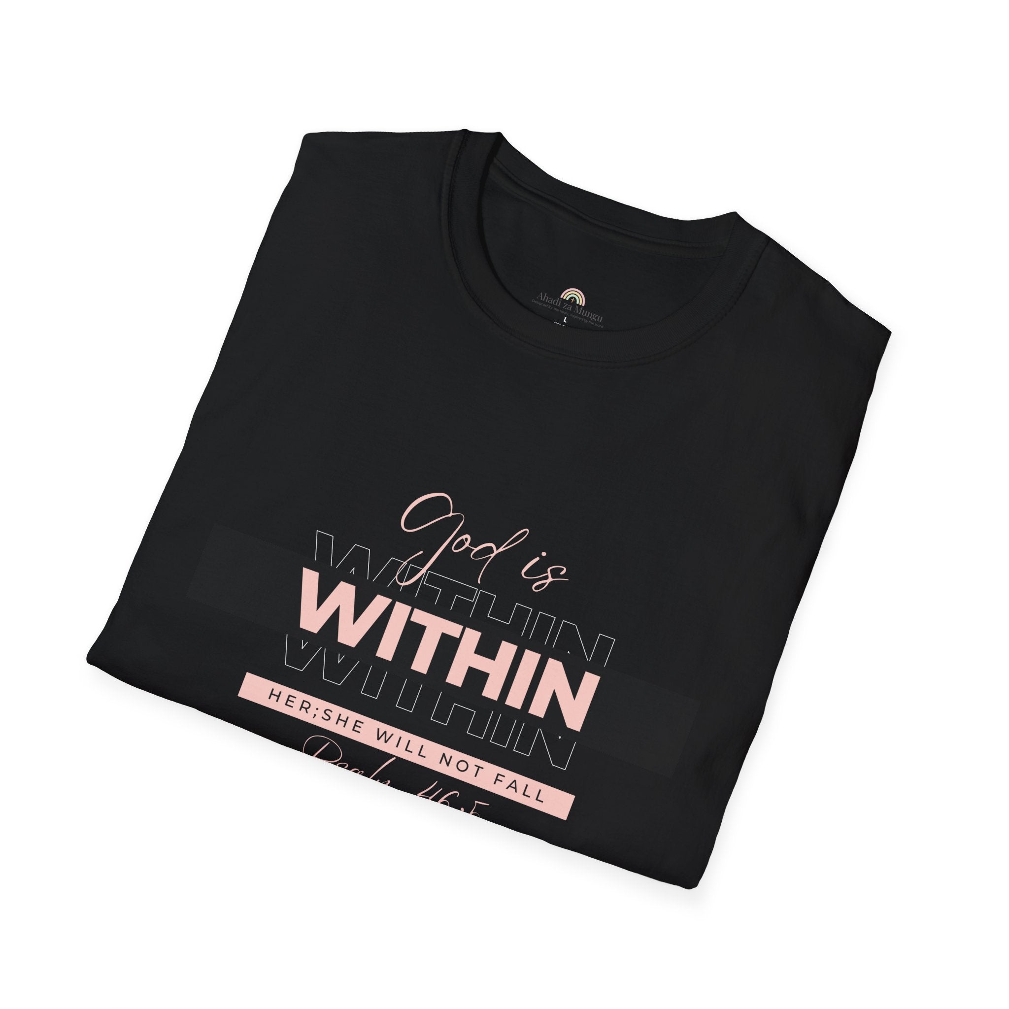 Christian T-Shirt – God Is Within Her (Psalm 46:5) – Inspirational Bible Verse Tee, Faith Apparel for Women
