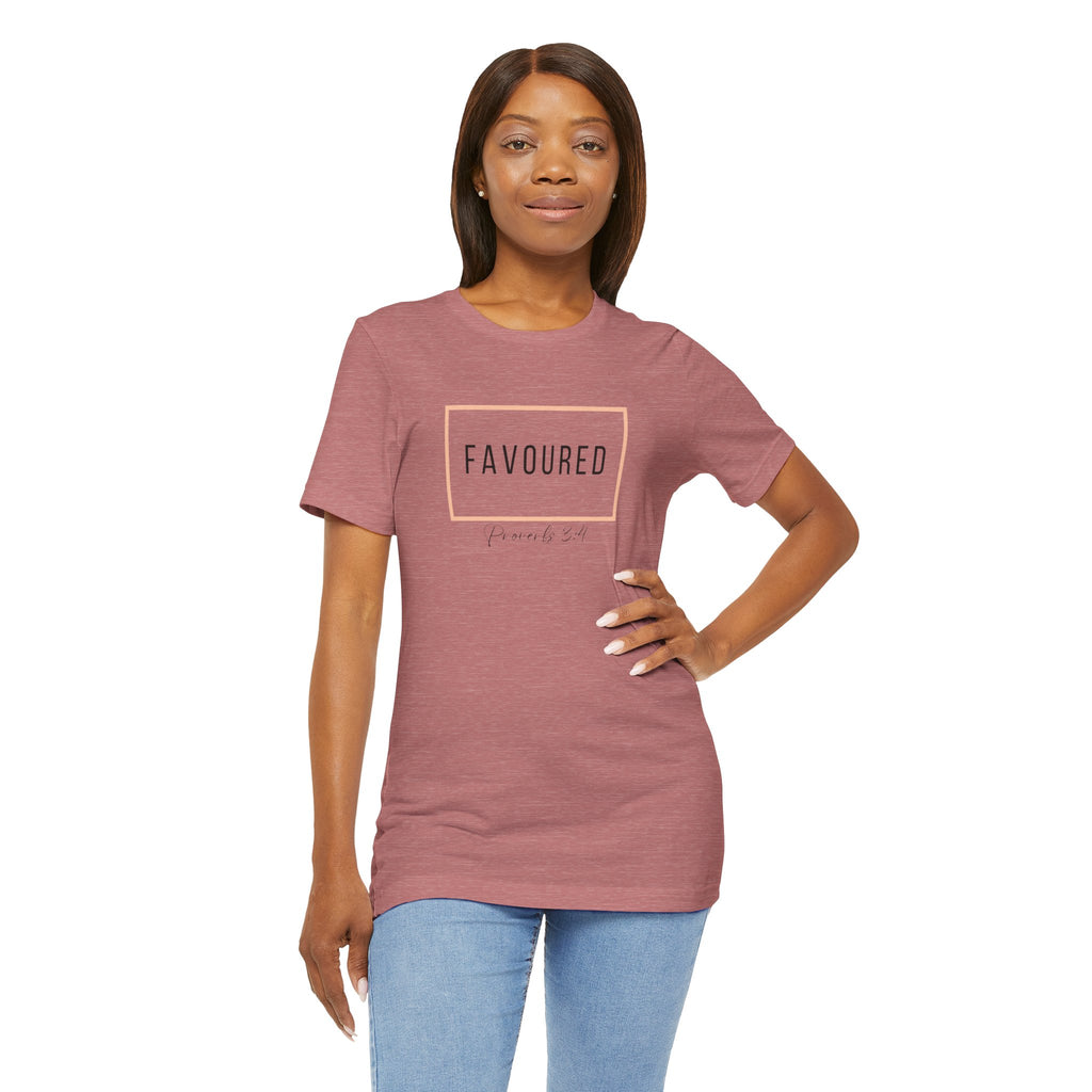 Favoured Christian T-Shirt – Proverbs 3:4 Scripture Tee | Faith-Based Unisex Shirt
