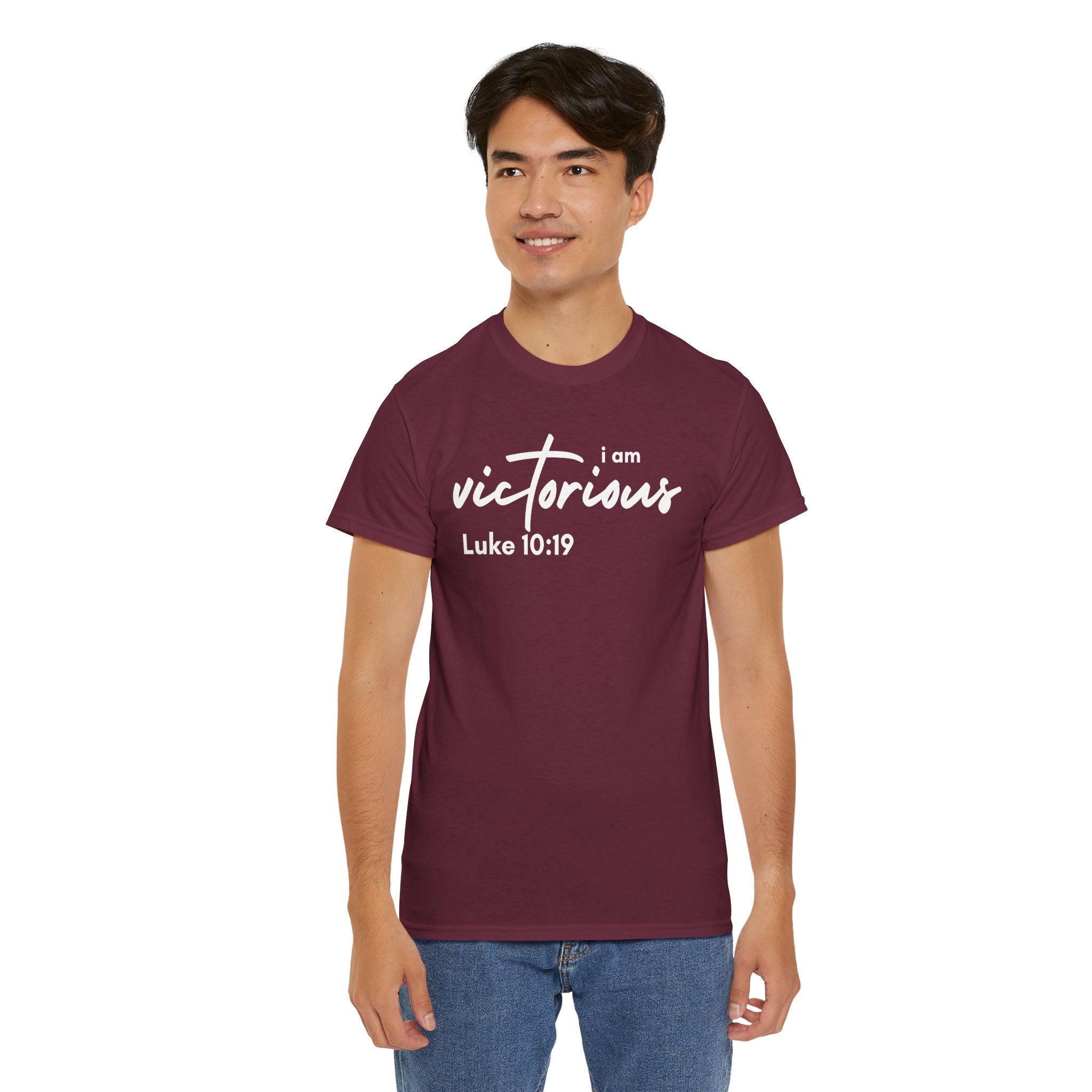 I Am Victorious Christian T-Shirt – Luke 10:19 Scripture Tee | Faith-Based Apparel
