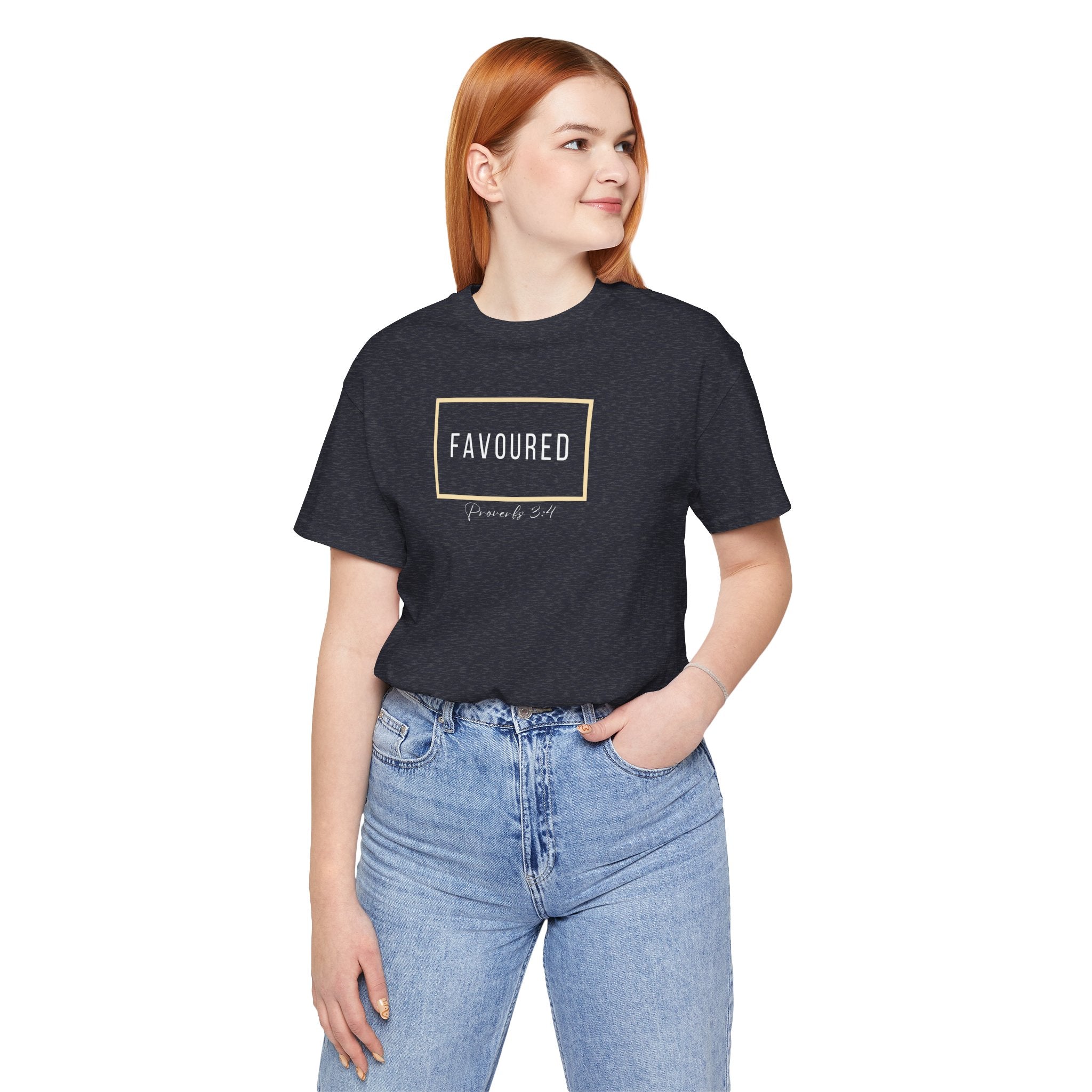 Favoured Christian T-Shirt – Proverbs 3:4 Scripture Tee | Faith-Based Unisex Shirt