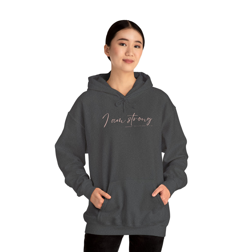 I Am Strong Hoodie – Philippians 4:13 Christian Unisex Faith Sweatshirt