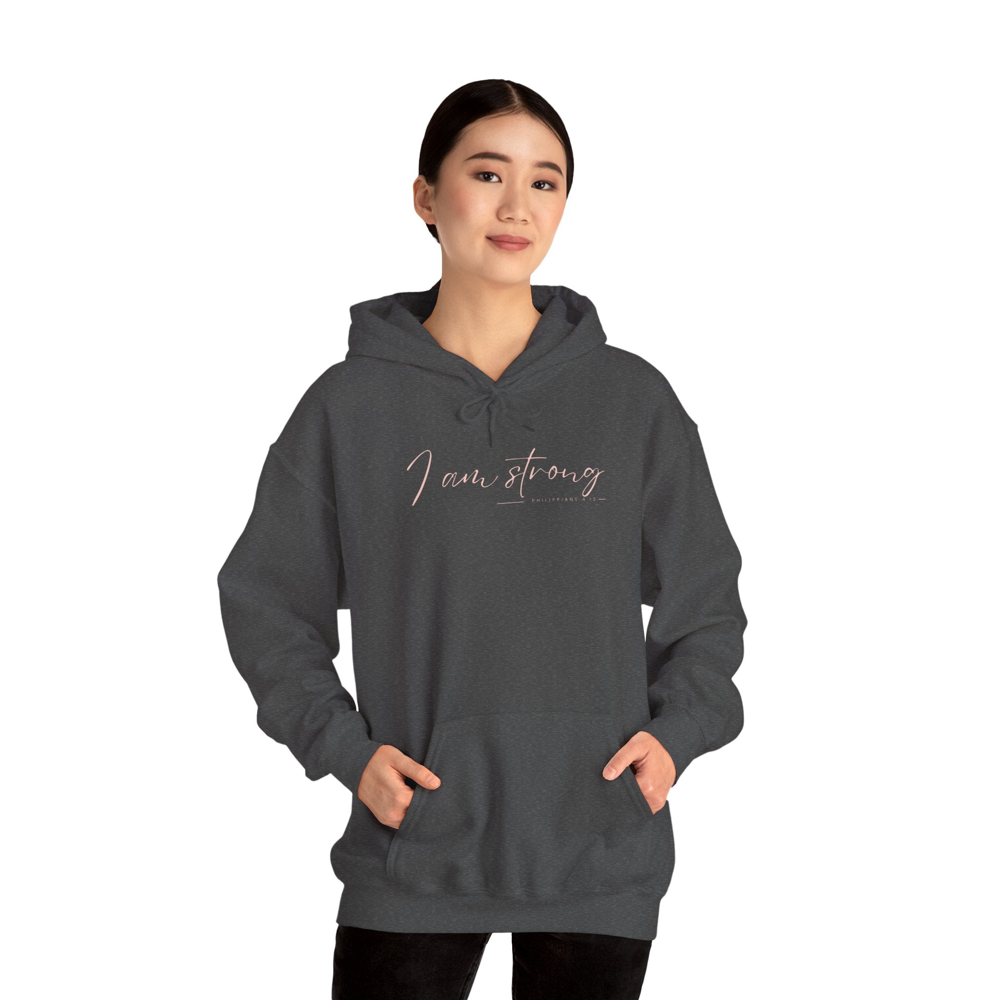 I Am Strong Hoodie – Philippians 4:13 Christian Unisex Faith Sweatshirt