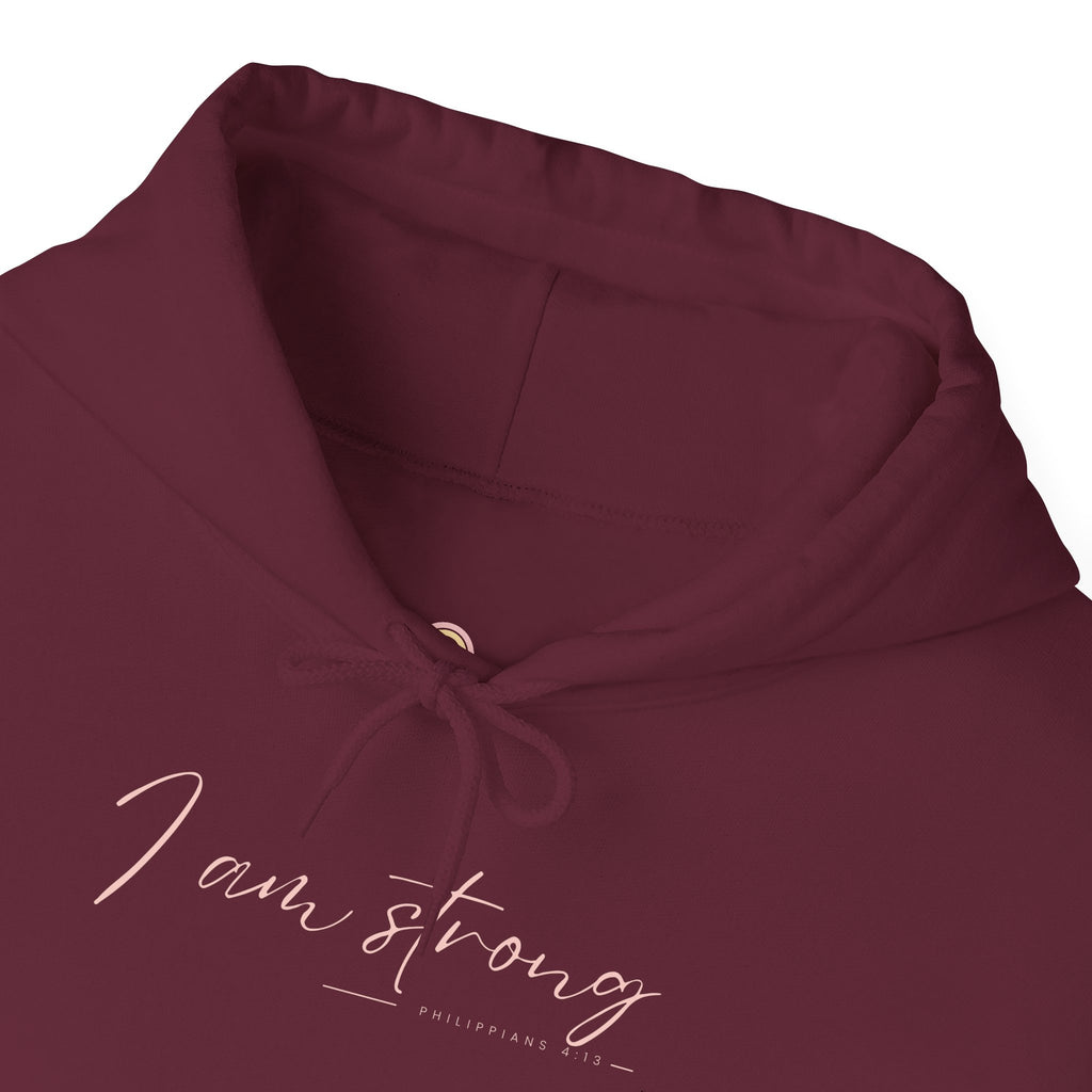 I Am Strong Hoodie – Philippians 4:13 Christian Unisex Faith Sweatshirt