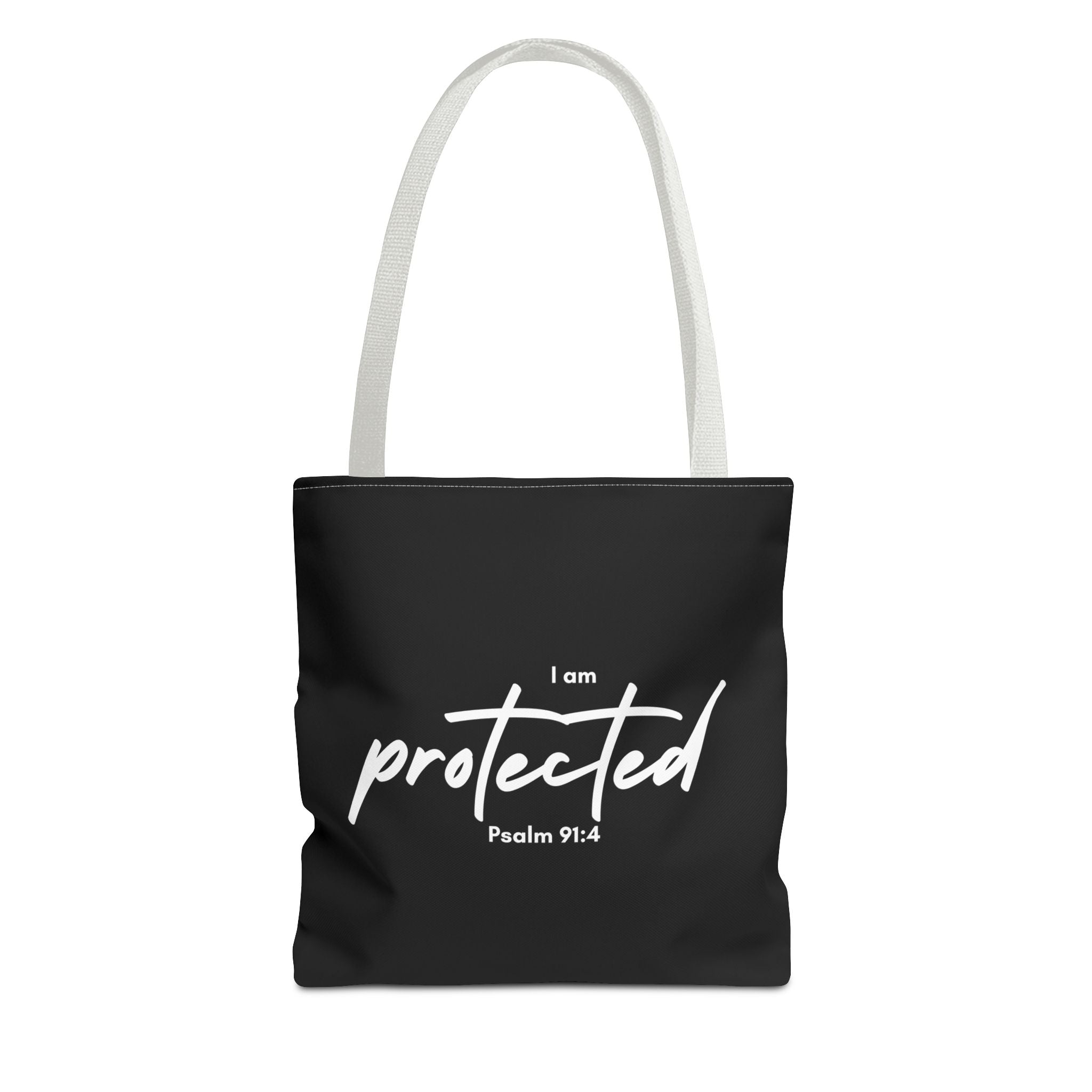 I Am Protected Tote Bag — Psalm 91:4 Christian Scripture Canvas Tote | Faith-Based Carryall