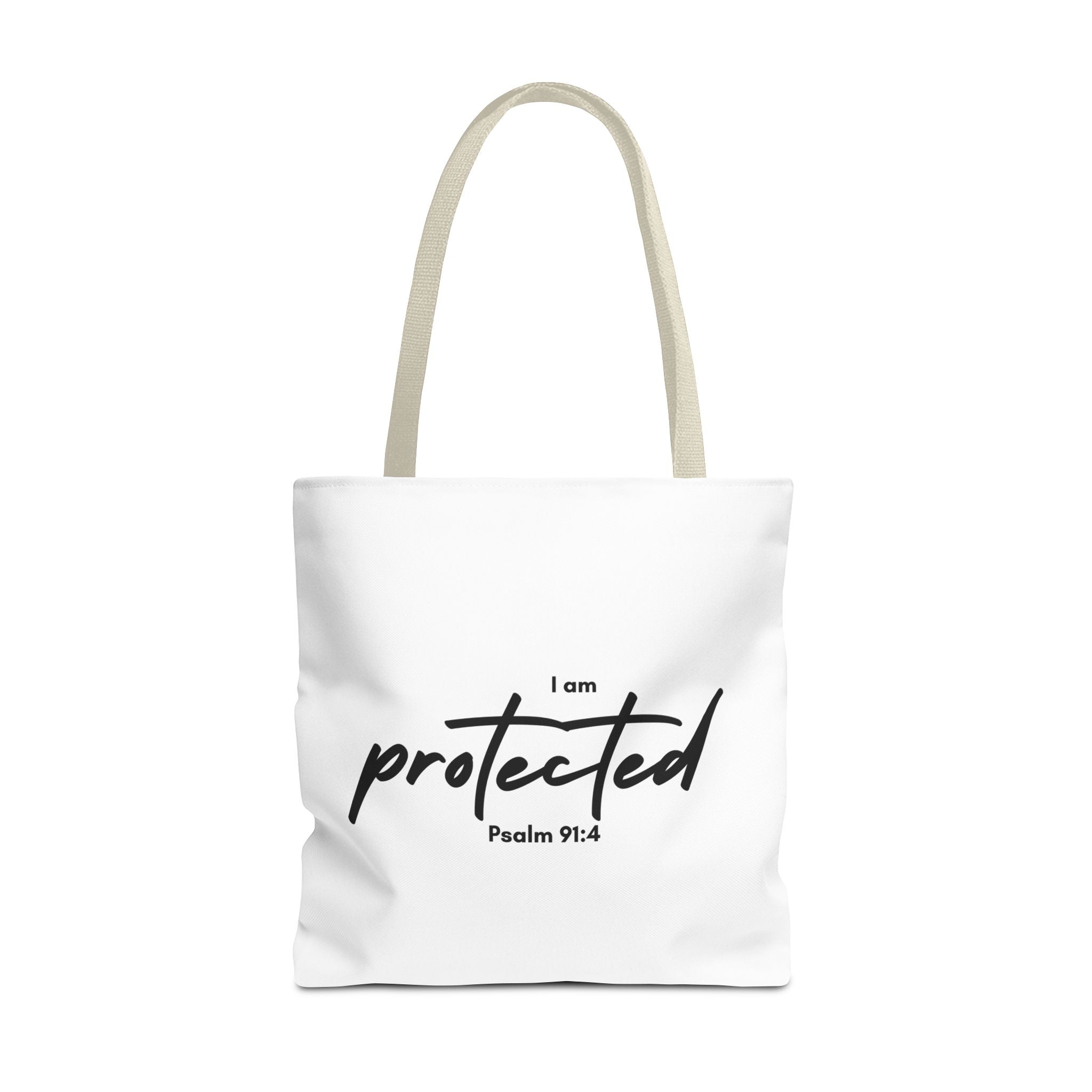 I Am Protected Tote Bag — Psalm 91:4 Christian Scripture Canvas Tote | Faith-Based Carryall
