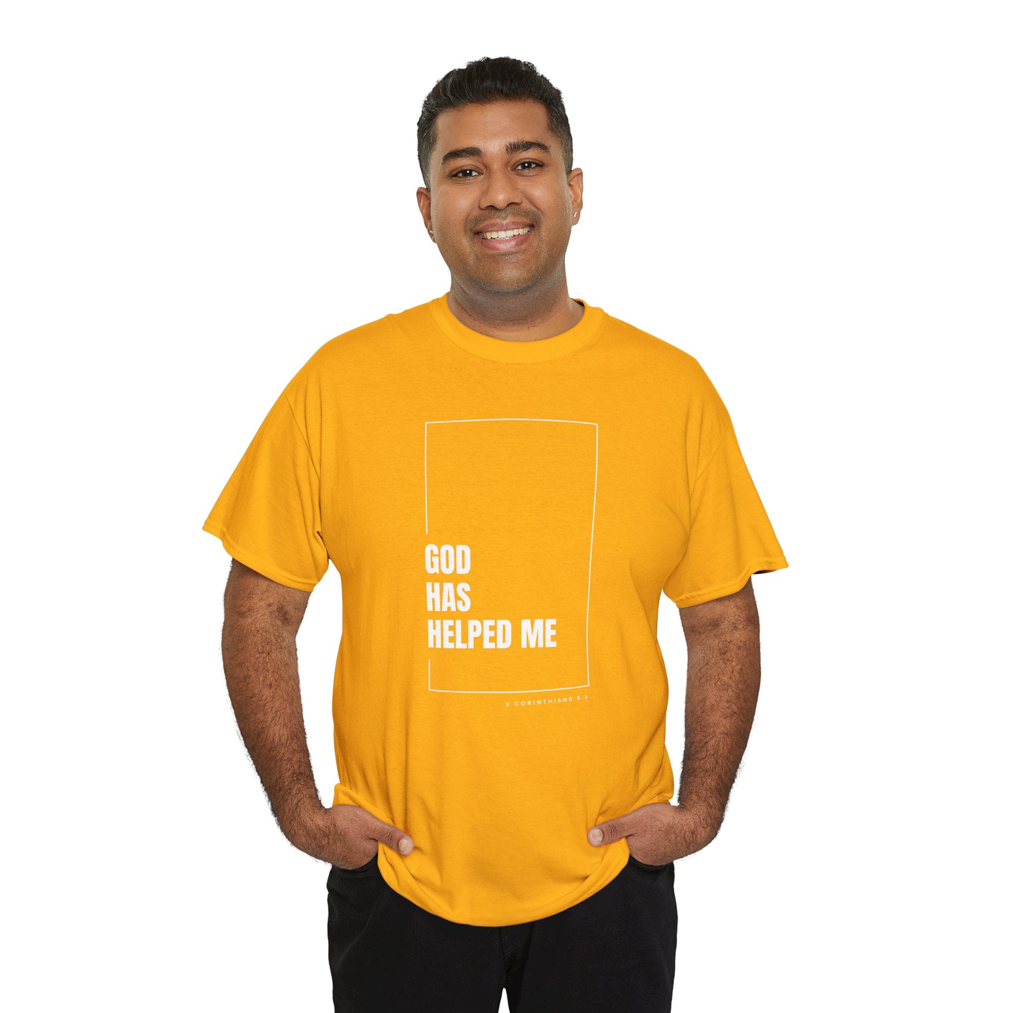 God Has Helped Me Christian T-Shirt – 2 Corinthians 6:2 Faith Tee | Unisex Heavy Cotton Shirt