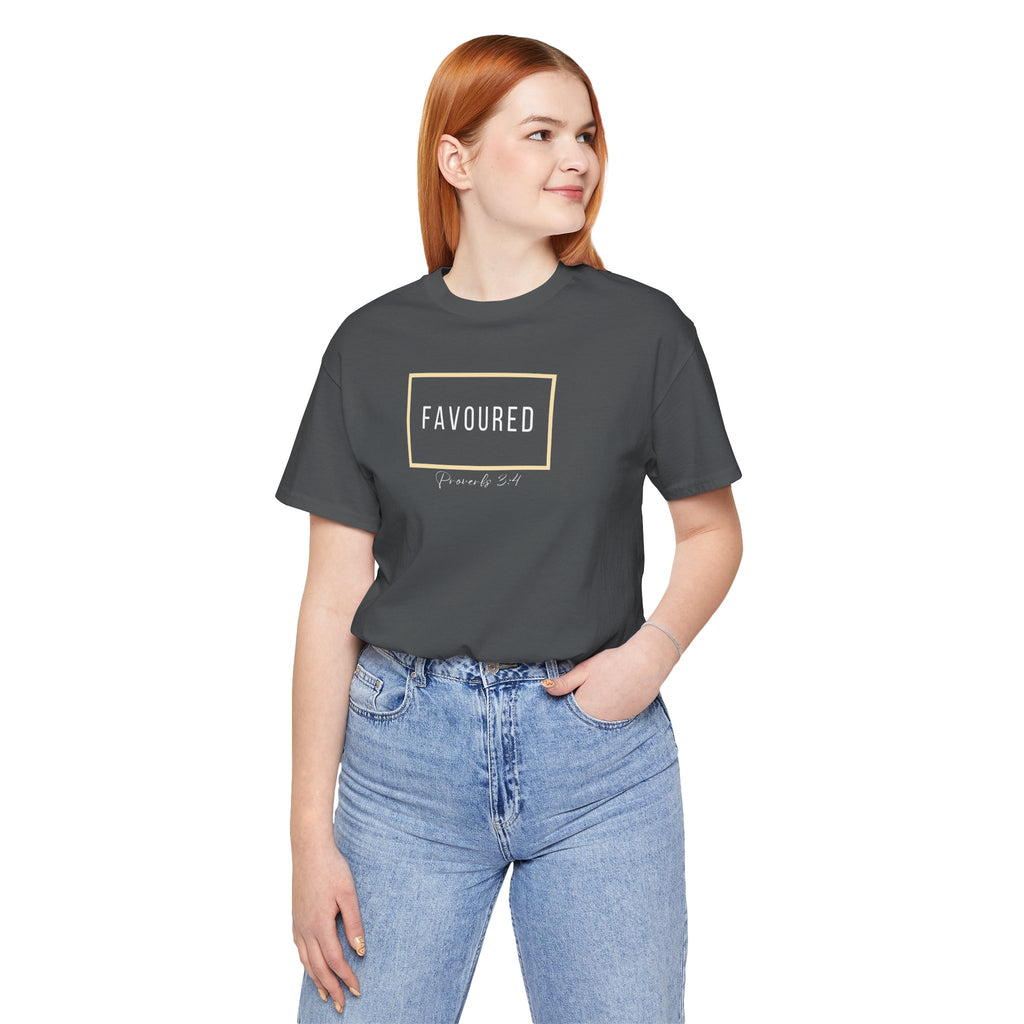 Favoured Christian T-Shirt – Proverbs 3:4 Scripture Tee | Faith-Based Unisex Shirt