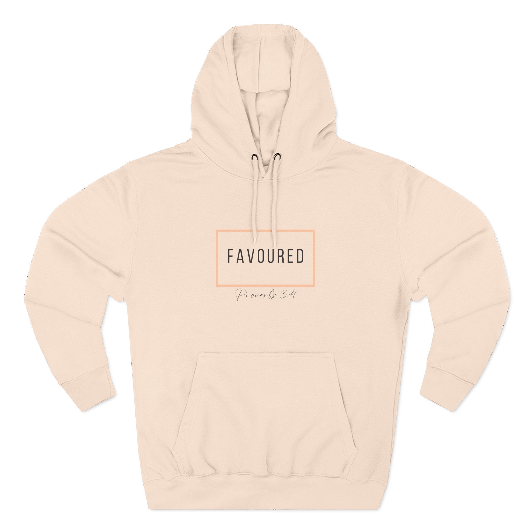 Favoured Christian Hoodie – Proverbs 3:4 Scripture Minimalist Hoodie | Faith-Based Unisex Fleece Pullover