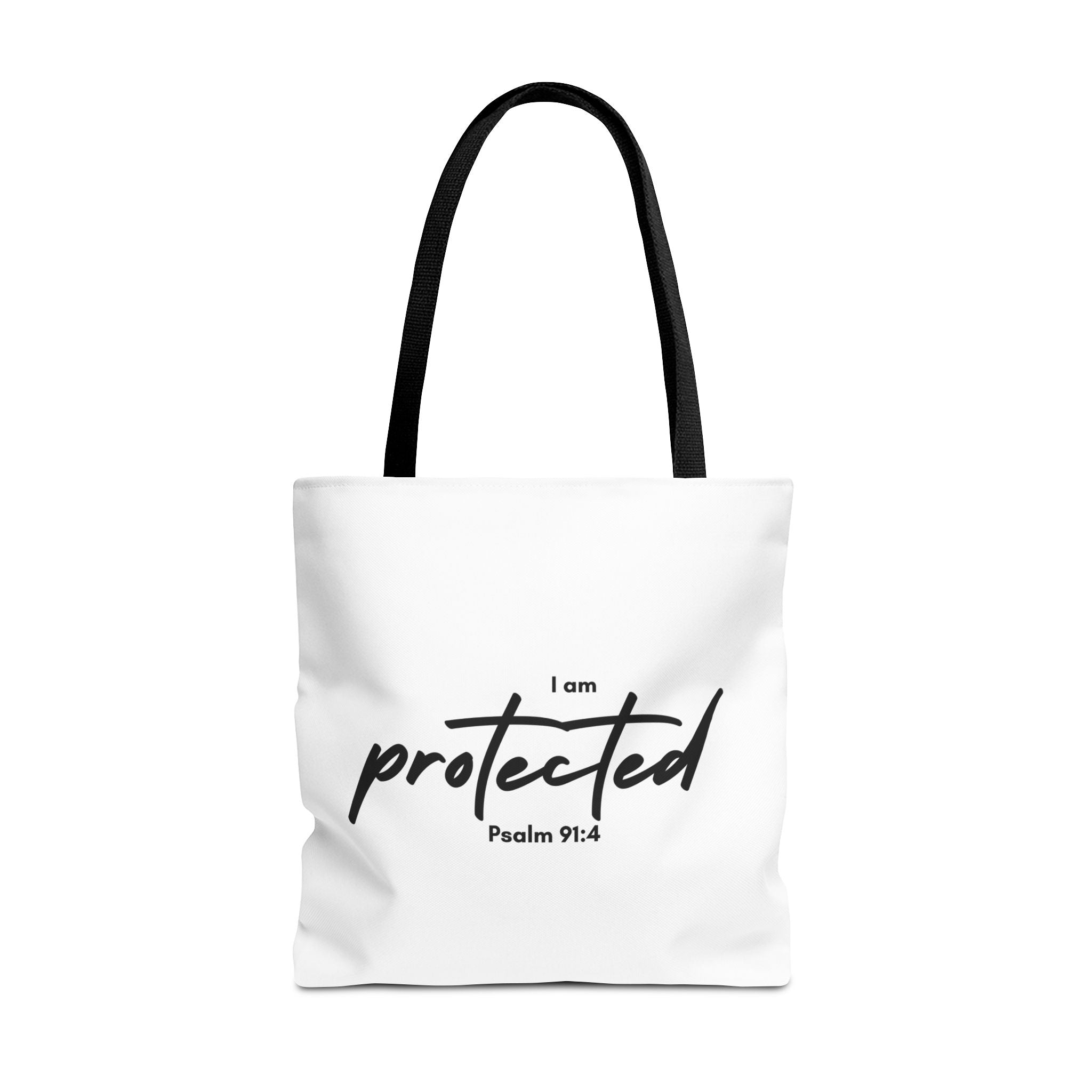 I Am Protected Tote Bag — Psalm 91:4 Christian Scripture Canvas Tote | Faith-Based Carryall