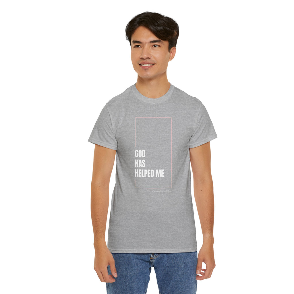 God Has Helped Me Christian T-Shirt – 2 Corinthians 6:2 Faith Tee | Unisex Heavy Cotton Shirt