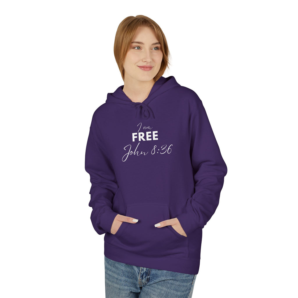 I Am Free Hoodie – John 8:36 Christian Scripture Hoodie | Faith-Based Inspirational Pullover