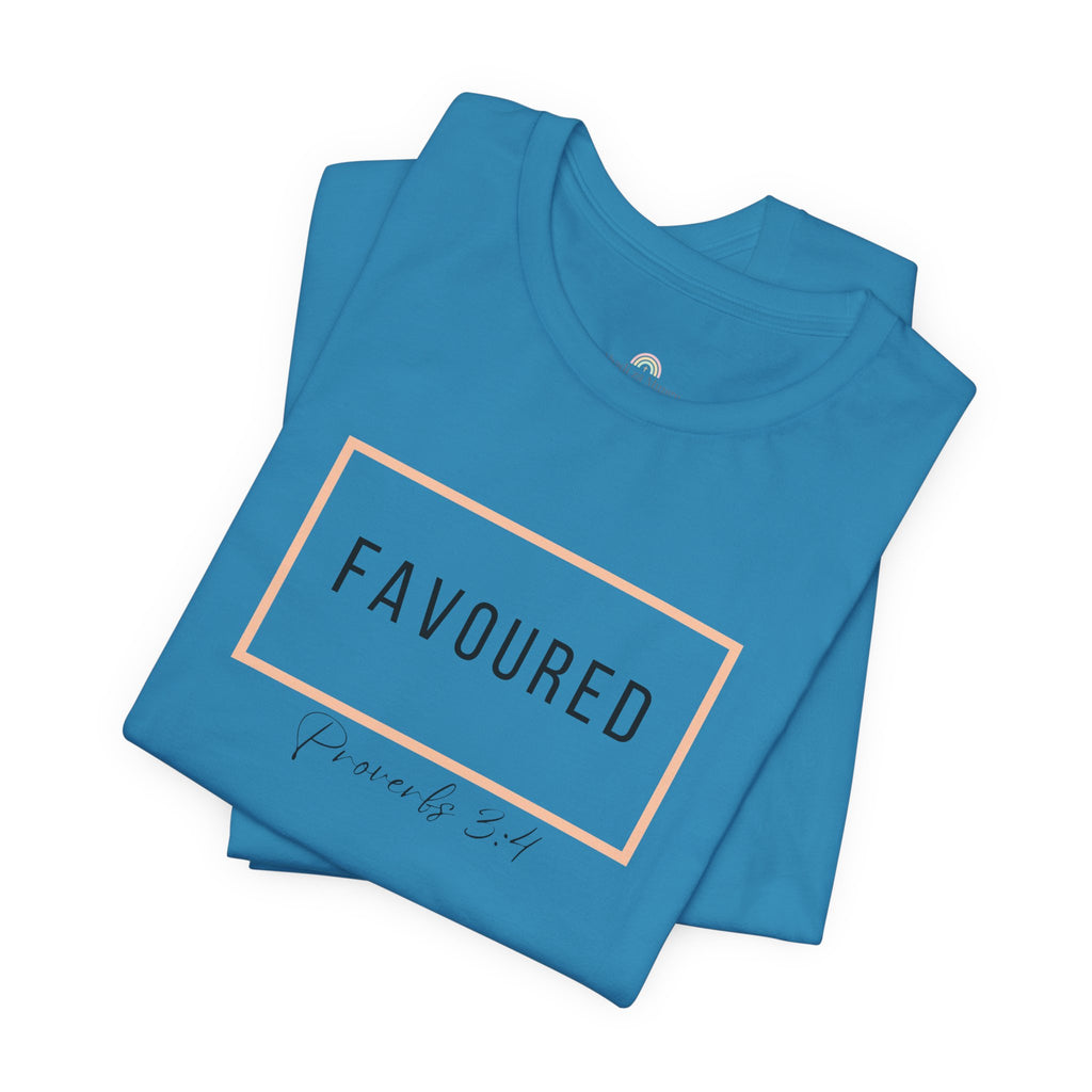 Favoured Christian T-Shirt – Proverbs 3:4 Scripture Tee | Faith-Based Unisex Shirt