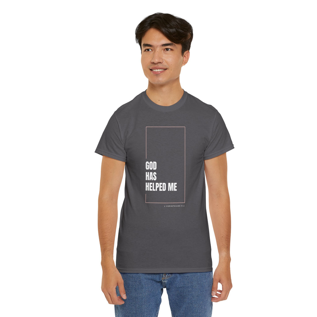 God Has Helped Me Christian T-Shirt – 2 Corinthians 6:2 Faith Tee | Unisex Heavy Cotton Shirt