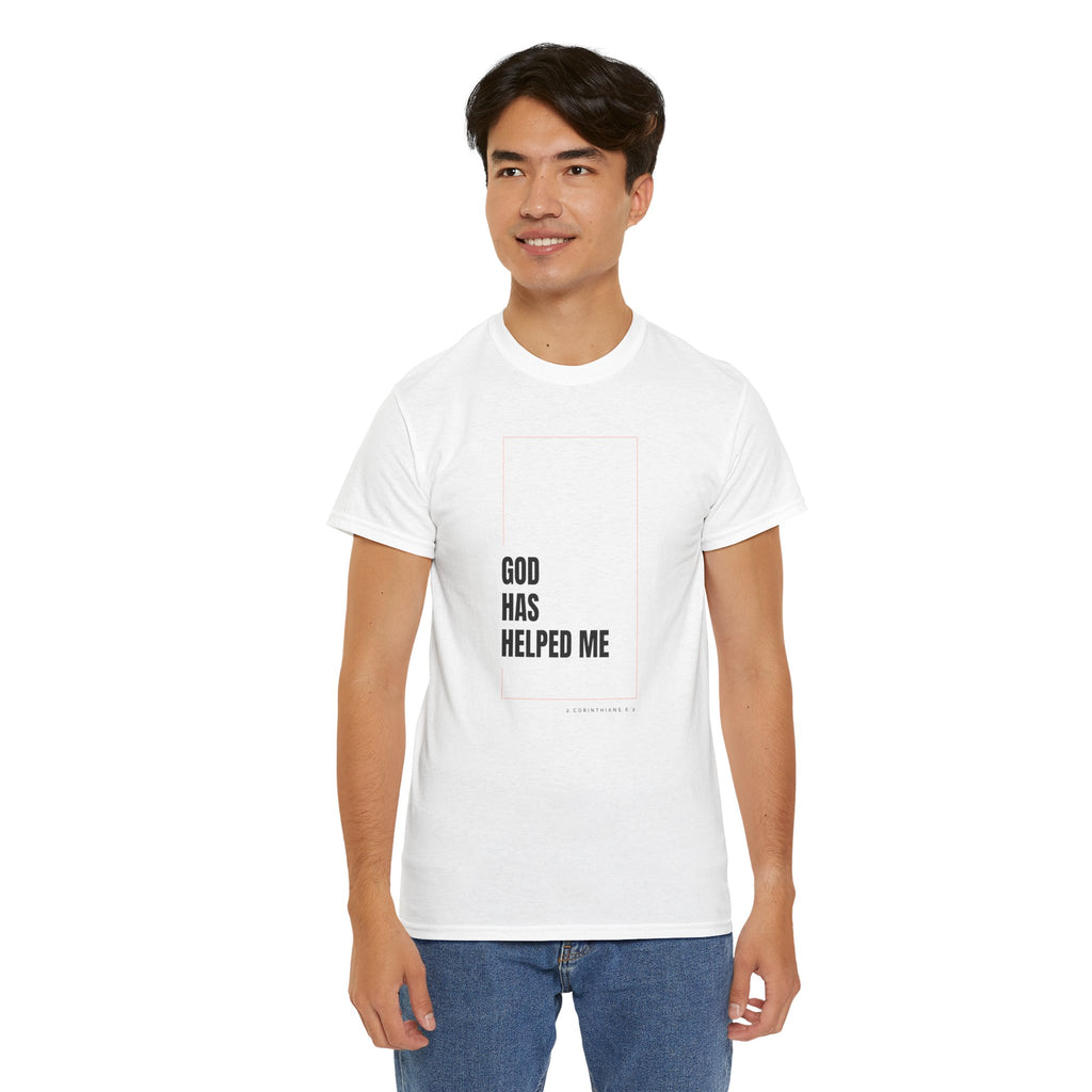 God Has Helped Me Christian T-Shirt – 2 Corinthians 6:2 Faith Tee | Unisex Heavy Cotton Shirt