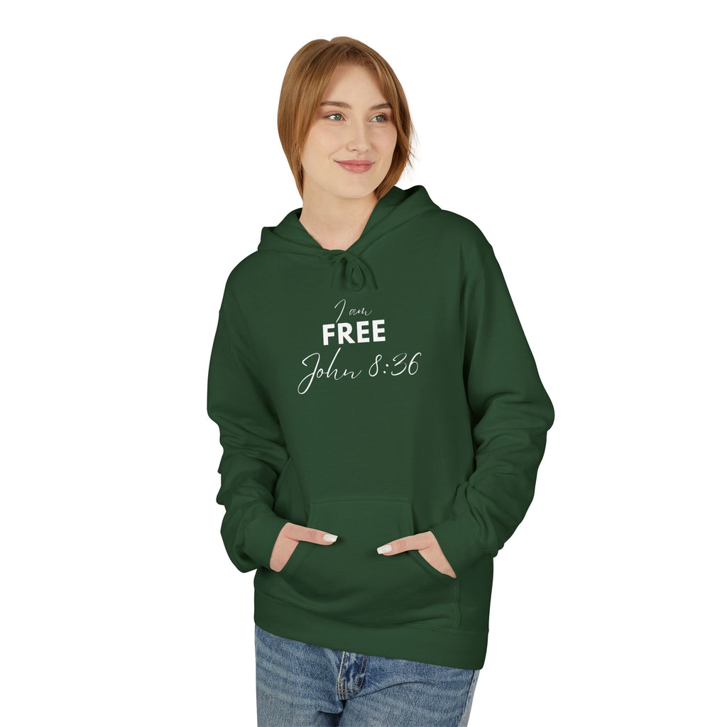 I Am Free Hoodie – John 8:36 Christian Scripture Hoodie | Faith-Based Inspirational Pullover