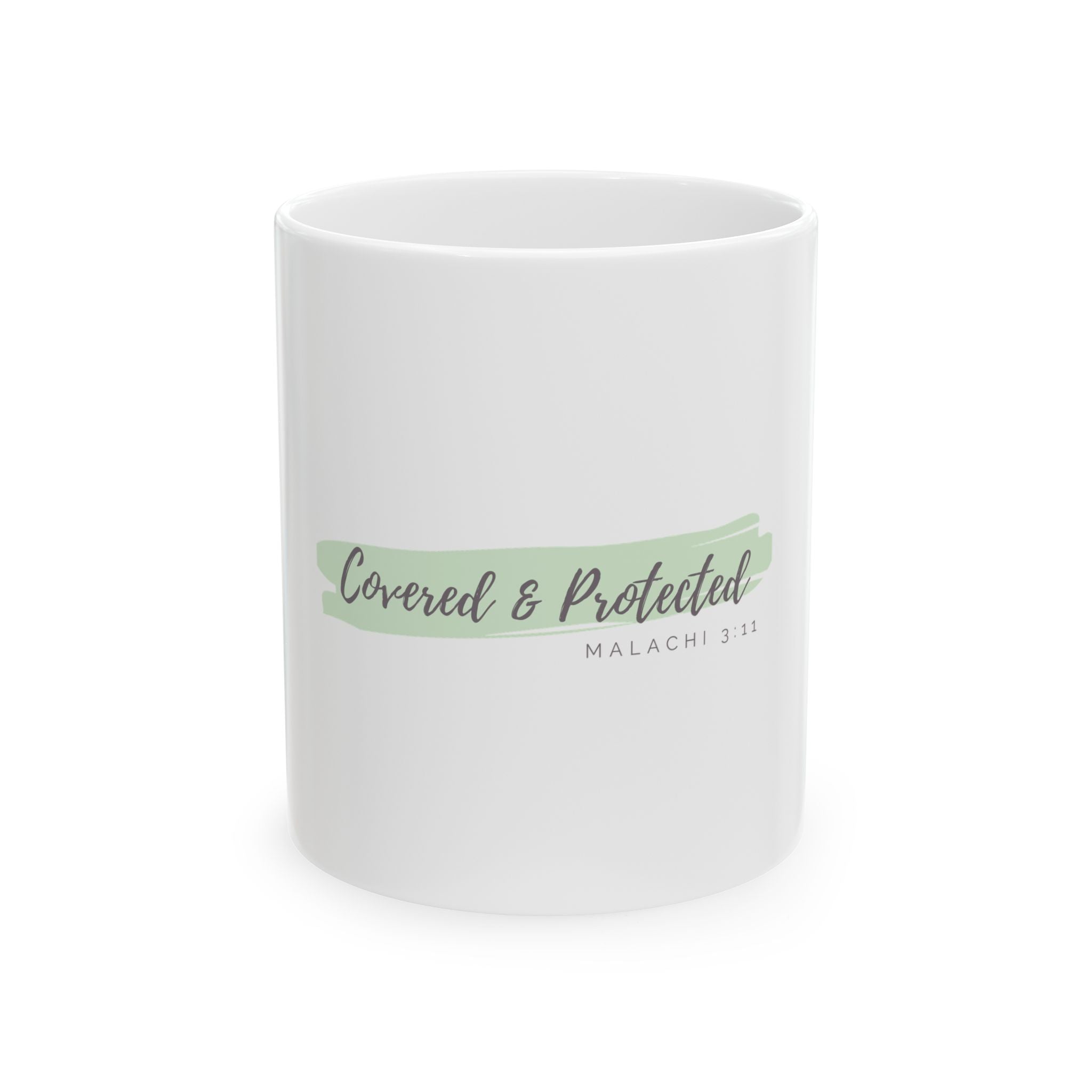 “Covered & Protected” Christian Ceramic Mug – Malachi 3:11 Scripture Coffee Cup (11oz & 15oz)