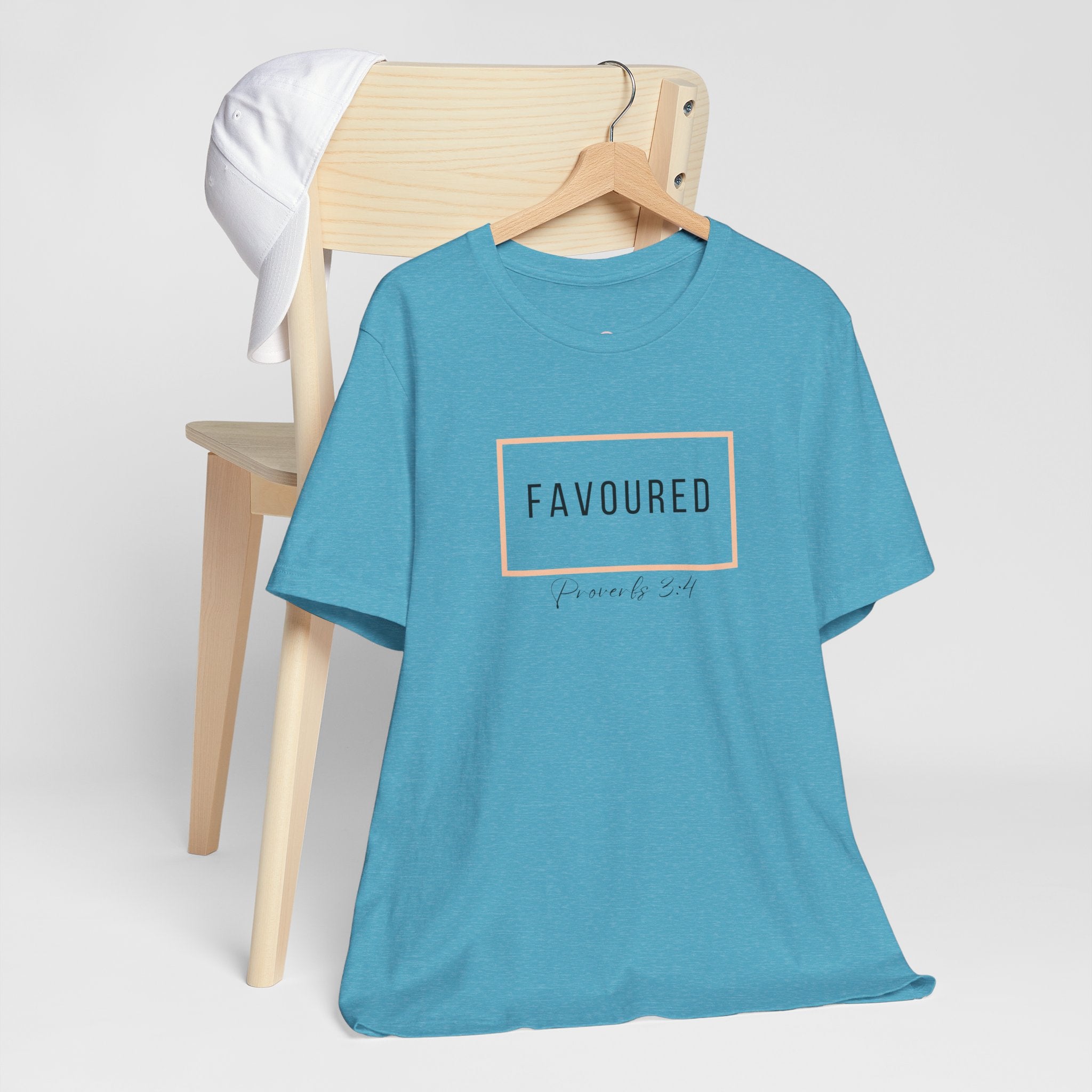 Favoured Christian T-Shirt – Proverbs 3:4 Scripture Tee | Faith-Based Unisex Shirt
