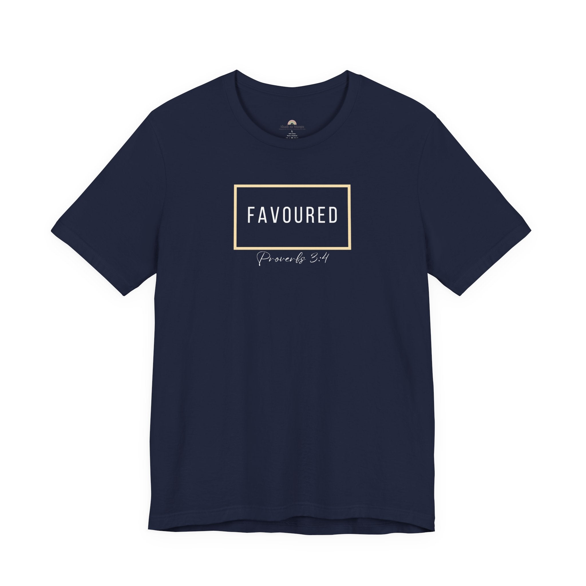 Favoured Christian T-Shirt – Proverbs 3:4 Scripture Tee | Faith-Based Unisex Shirt