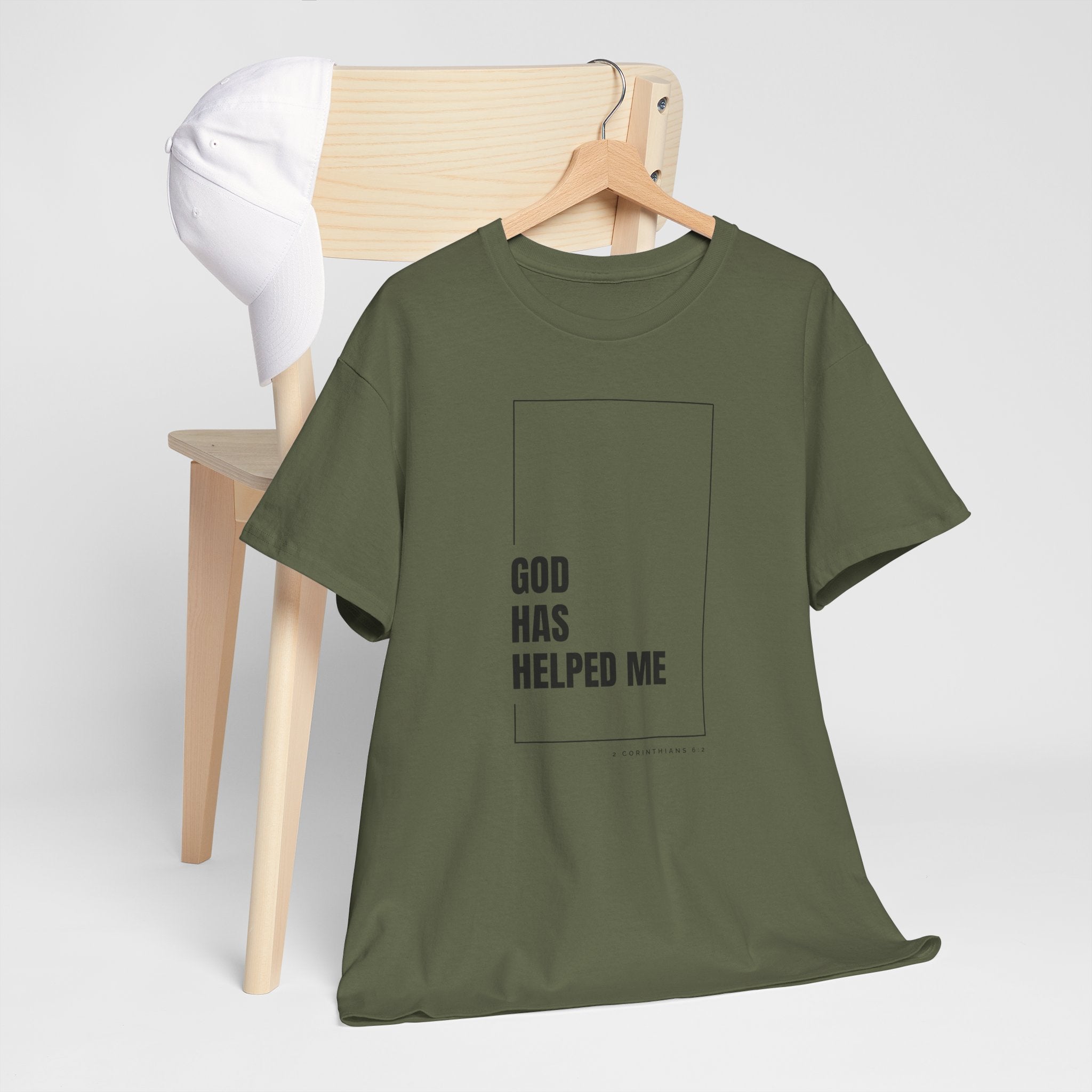 God Has Helped Me Christian T-Shirt – 2 Corinthians 6:2 Faith Tee | Unisex Heavy Cotton Shirt