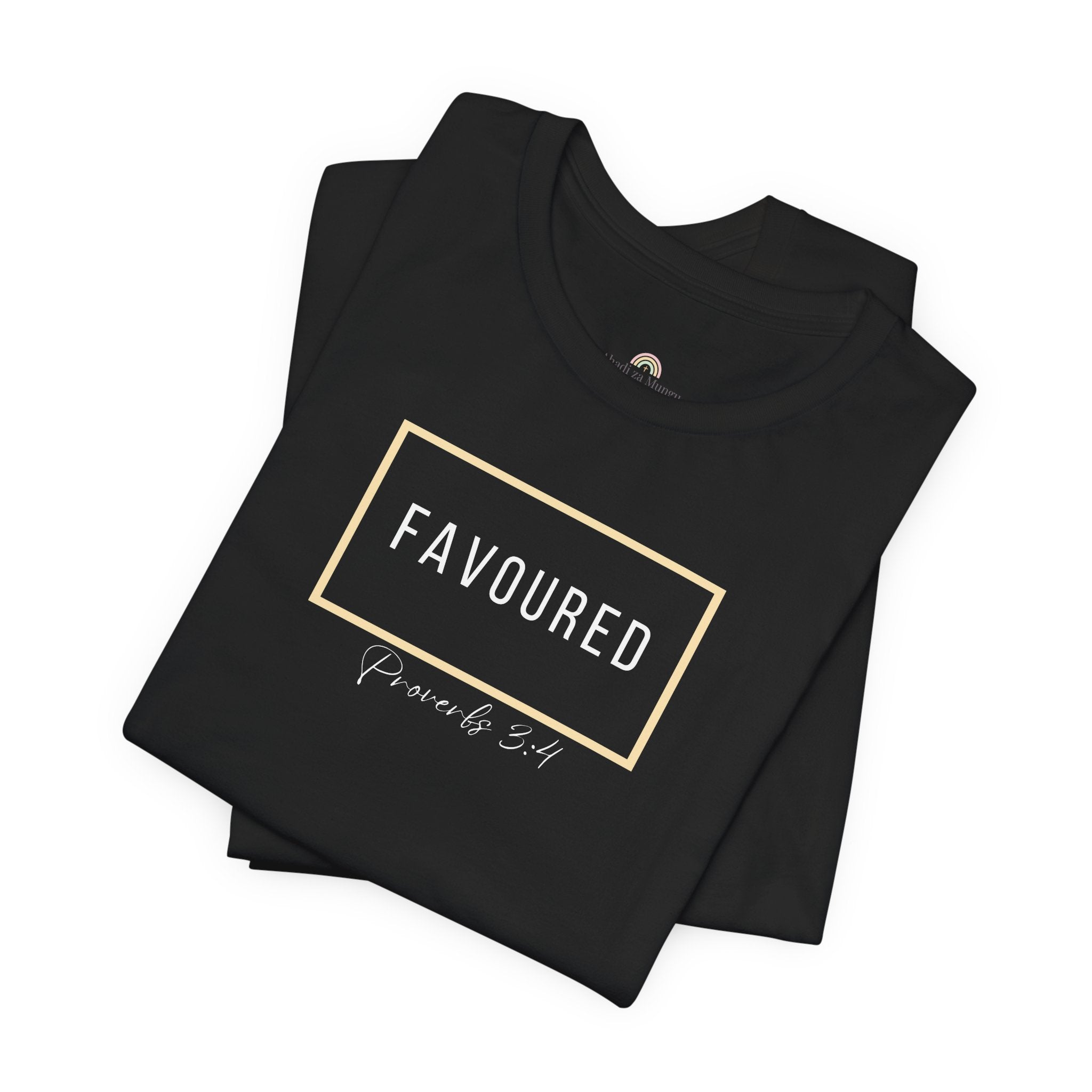 Favoured Christian T-Shirt – Proverbs 3:4 Scripture Tee | Faith-Based Unisex Shirt