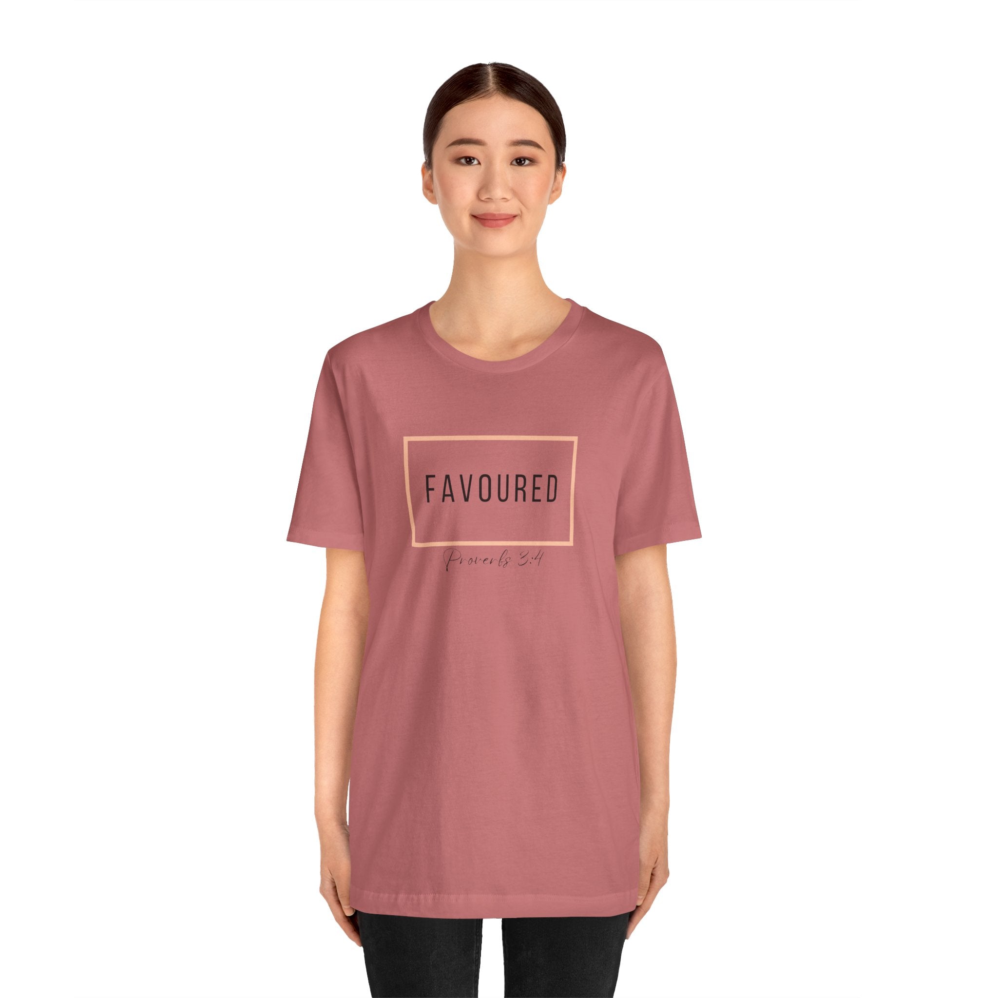 Favoured Christian T-Shirt – Proverbs 3:4 Scripture Tee | Faith-Based Unisex Shirt