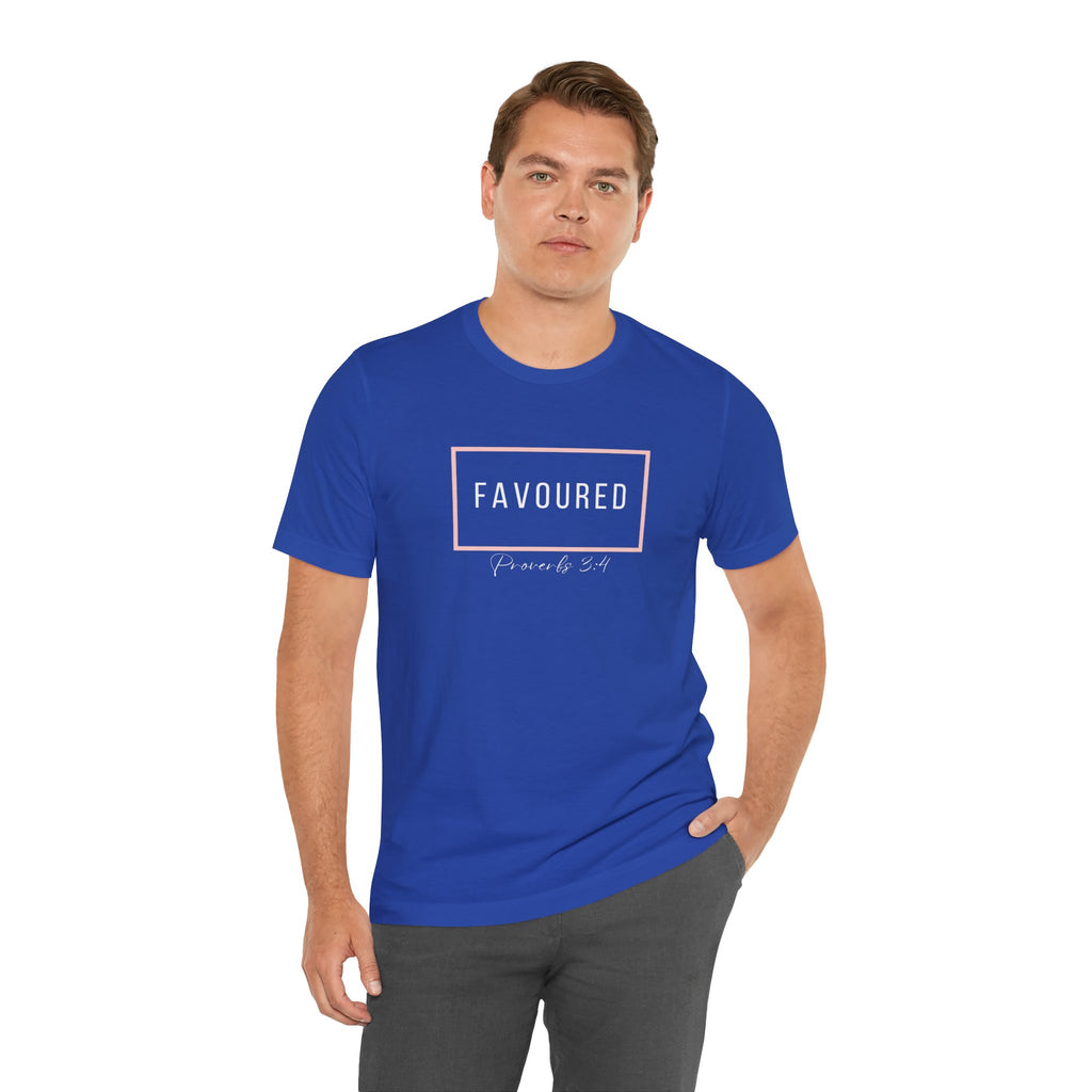 Favoured Christian T-Shirt – Proverbs 3:4 Scripture Tee | Faith-Based Unisex Shirt