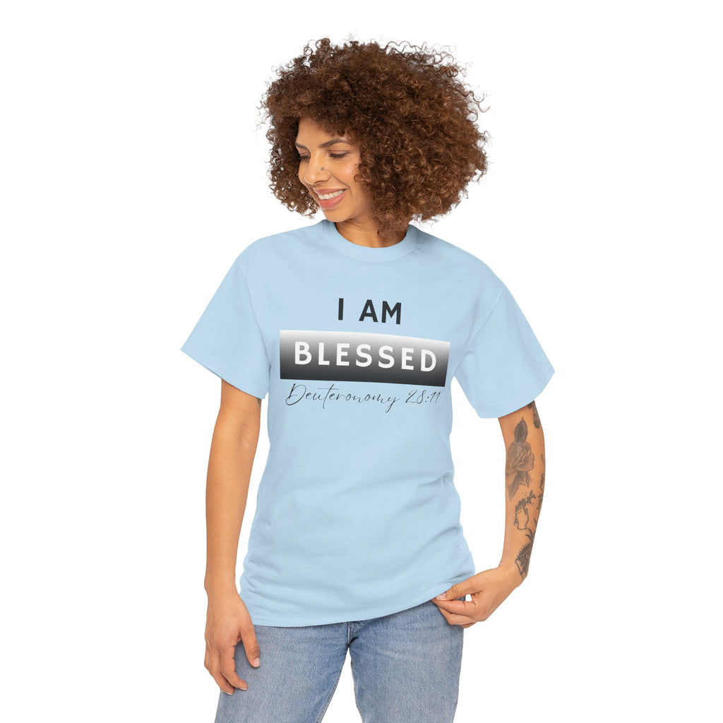 I Am Blessed Christian T-Shirt — Deuteronomy 28:11 Scripture Faith Tee