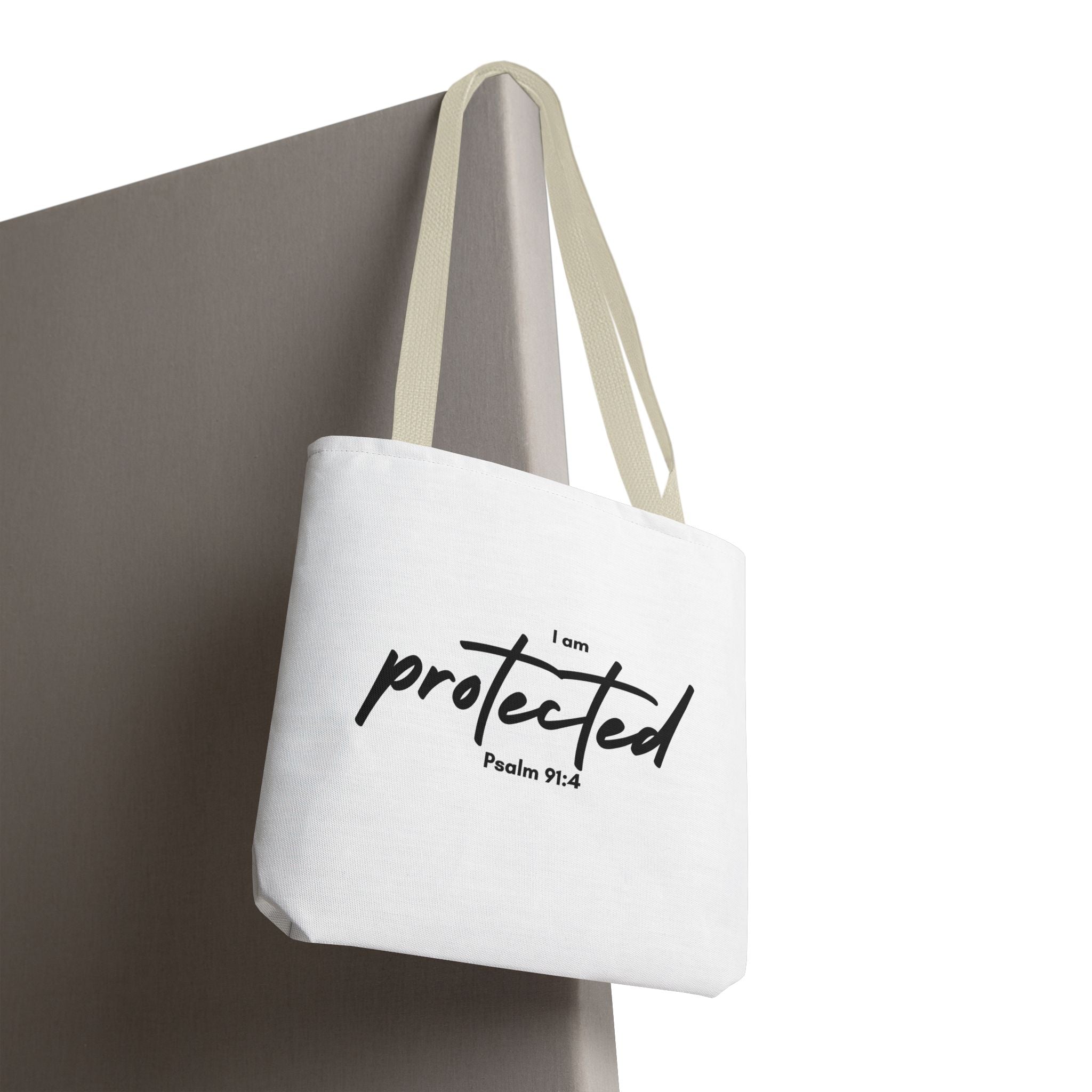 I Am Protected Tote Bag — Psalm 91:4 Christian Scripture Canvas Tote | Faith-Based Carryall