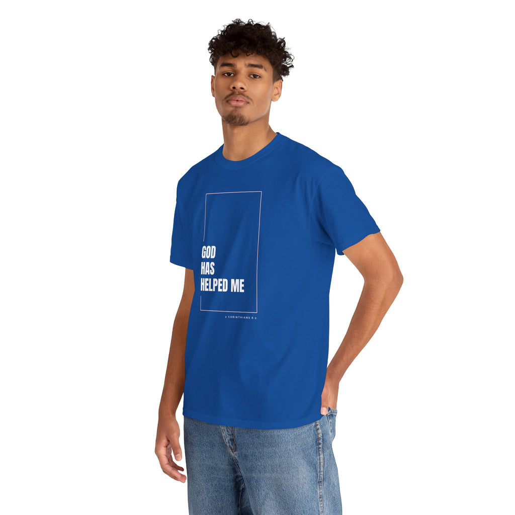 God Has Helped Me Christian T-Shirt – 2 Corinthians 6:2 Faith Tee | Unisex Heavy Cotton Shirt