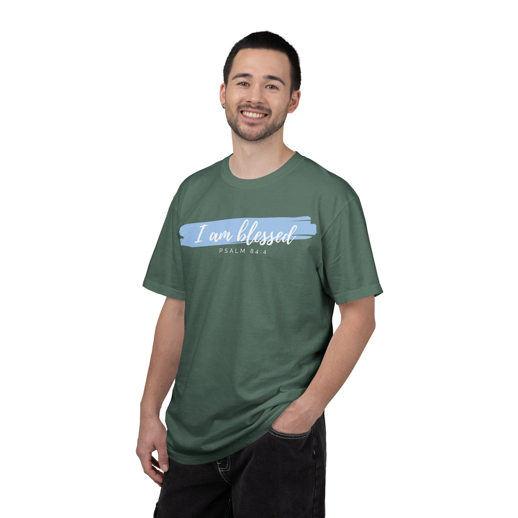 I Am Blessed Christian T-Shirt — Psalm 84:4 Scripture Tee | Garment-Dyed Faith Shirt