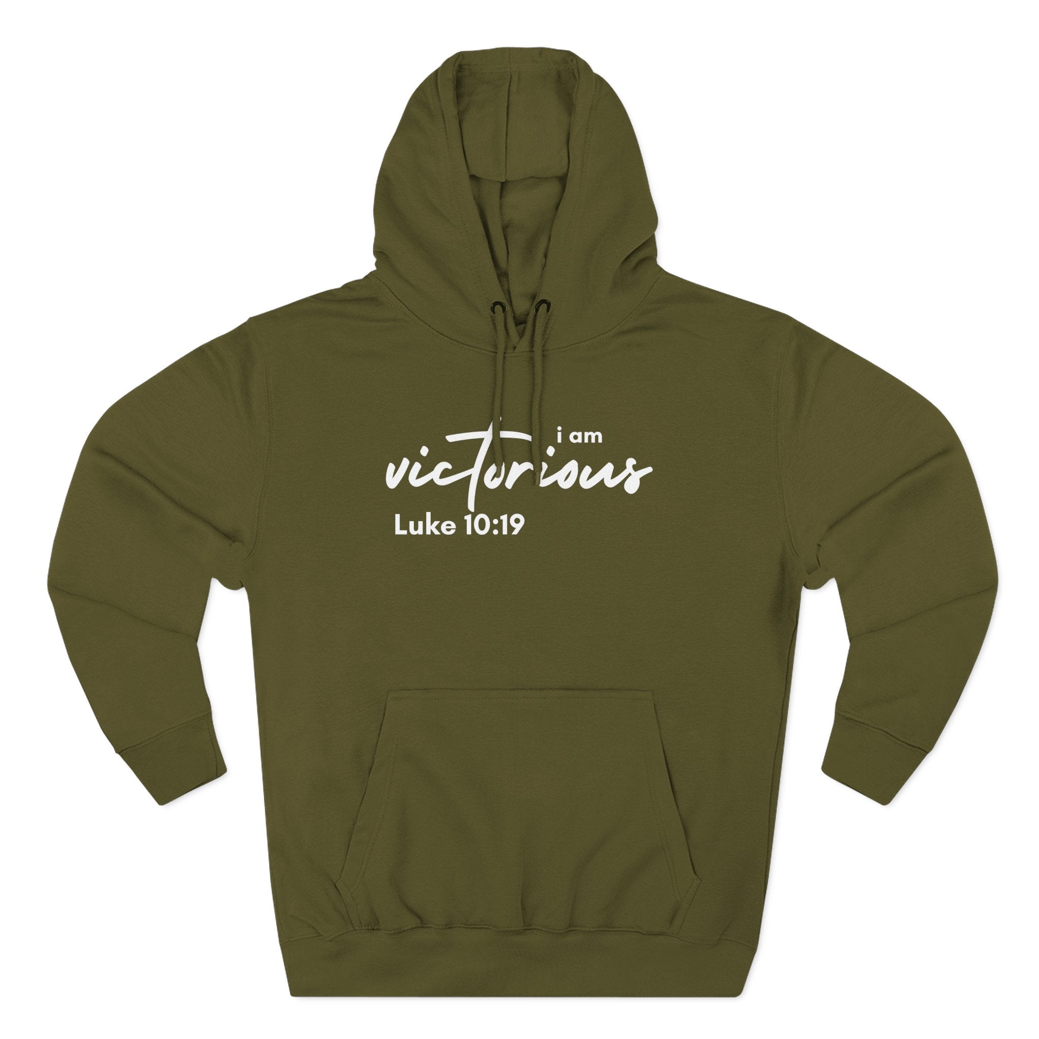 I Am Victorious Hoodie — Luke 10:19 Christian Scripture Fleece Pullover