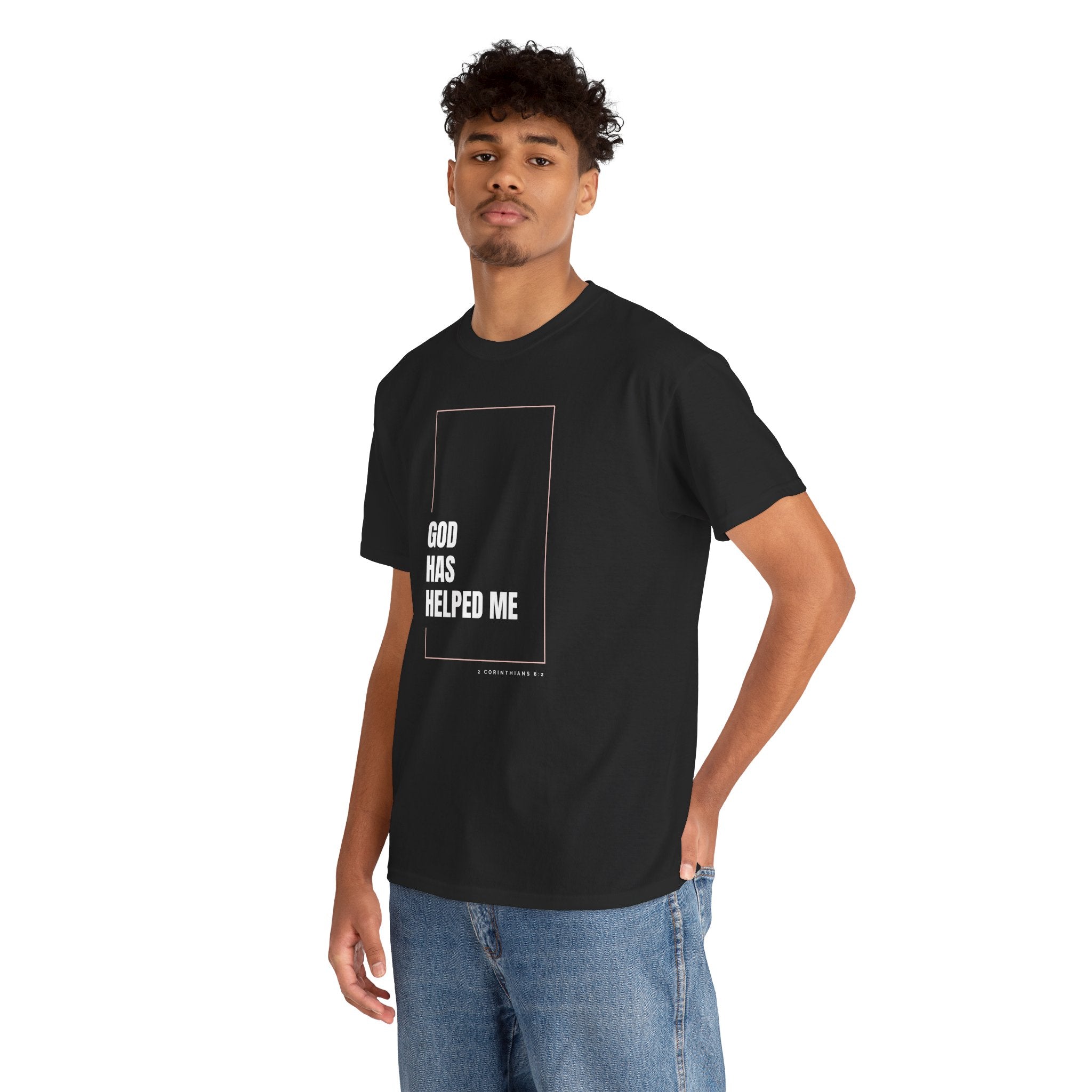 God Has Helped Me Christian T-Shirt – 2 Corinthians 6:2 Faith Tee | Unisex Heavy Cotton Shirt