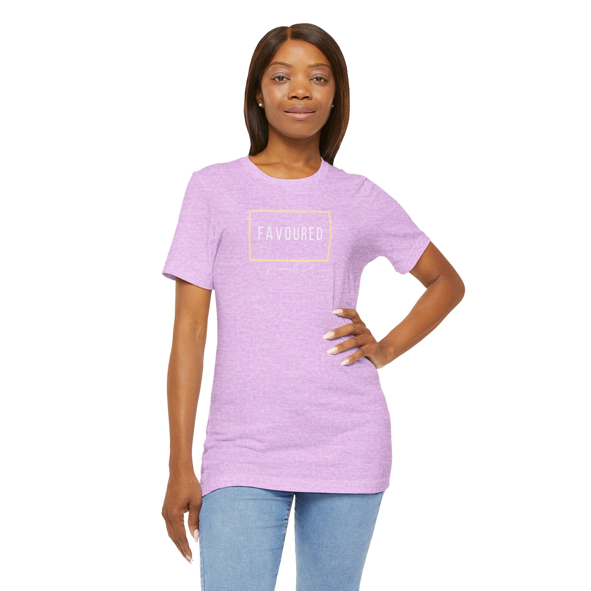Favoured Christian T-Shirt – Proverbs 3:4 Scripture Tee | Faith-Based Unisex Shirt