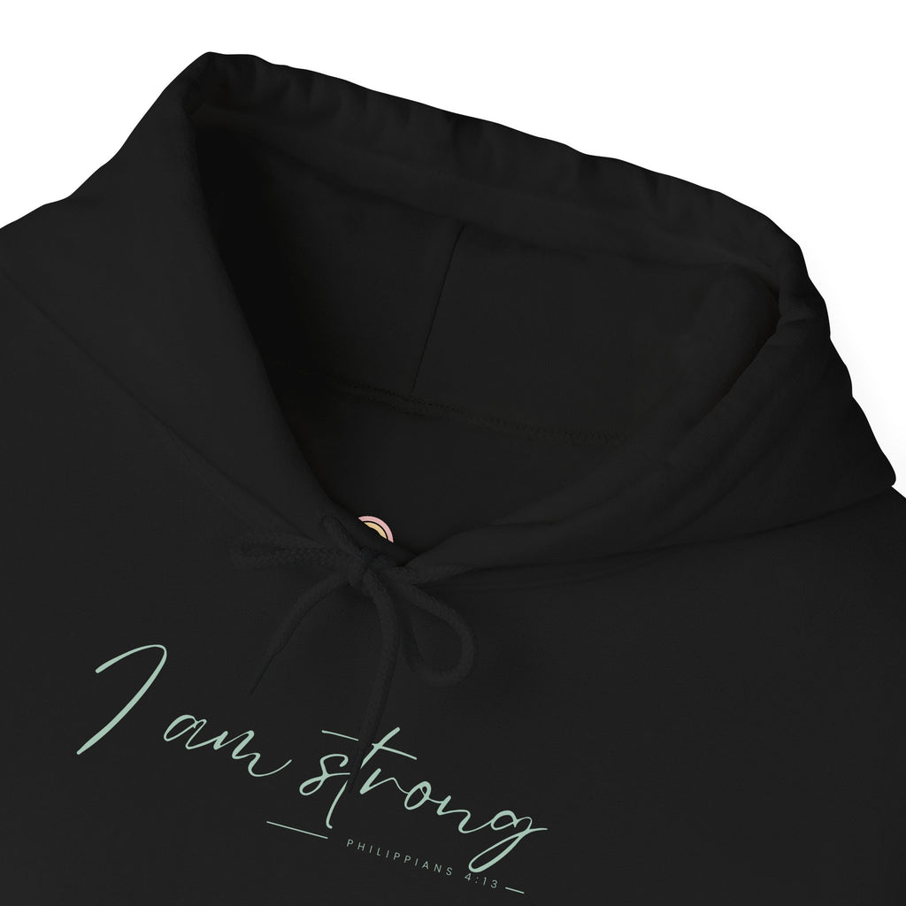 I Am Strong Hoodie – Philippians 4:13 Christian Unisex Faith Sweatshirt