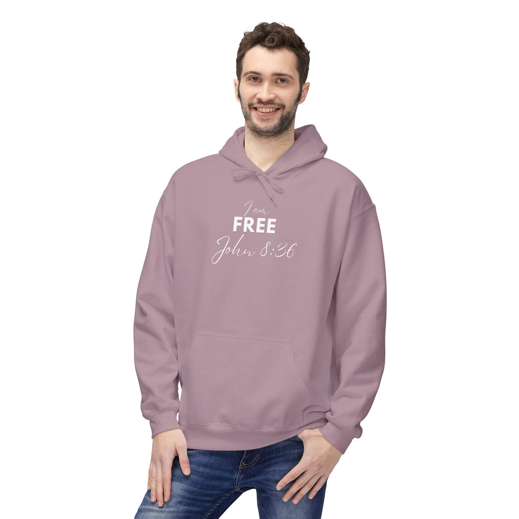 I Am Free Hoodie – John 8:36 Christian Scripture Hoodie | Faith-Based Inspirational Pullover
