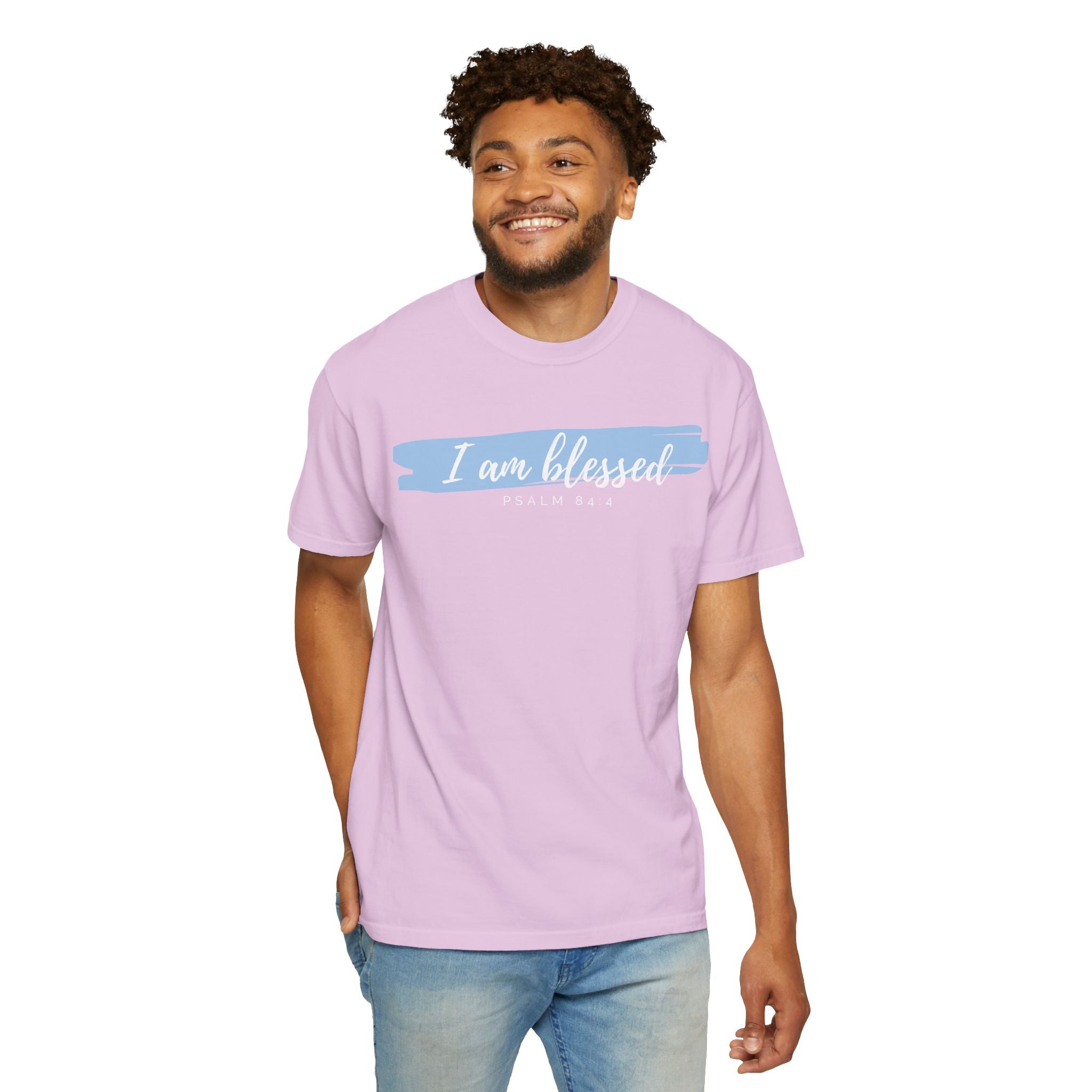 I Am Blessed Christian T-Shirt — Psalm 84:4 Scripture Tee | Garment-Dyed Faith Shirt