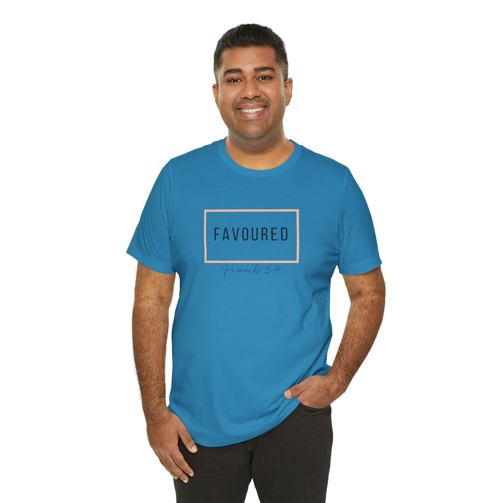 Favoured Christian T-Shirt – Proverbs 3:4 Scripture Tee | Faith-Based Unisex Shirt