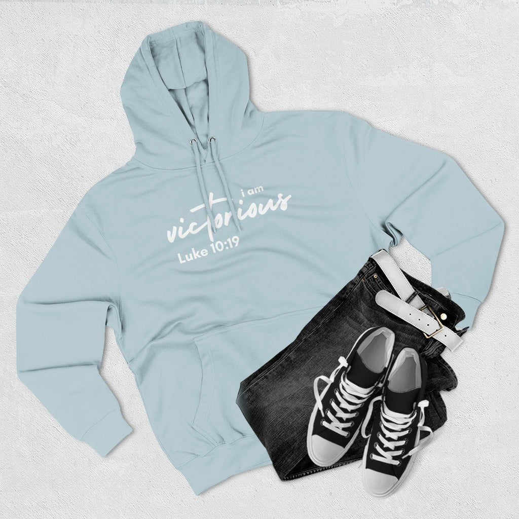 I Am Victorious Hoodie — Luke 10:19 Christian Scripture Fleece Pullover