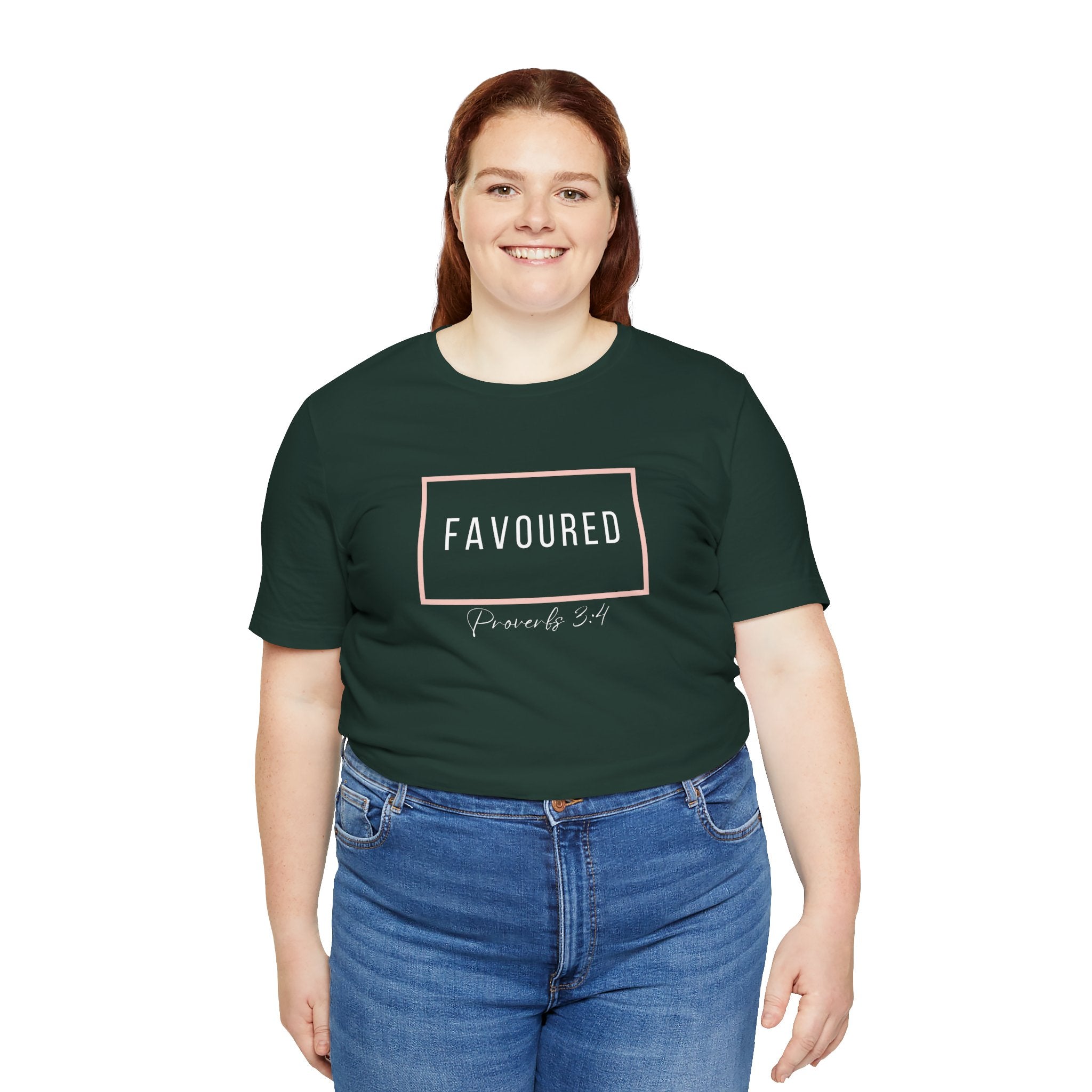 Favoured Christian T-Shirt – Proverbs 3:4 Scripture Tee | Faith-Based Unisex Shirt