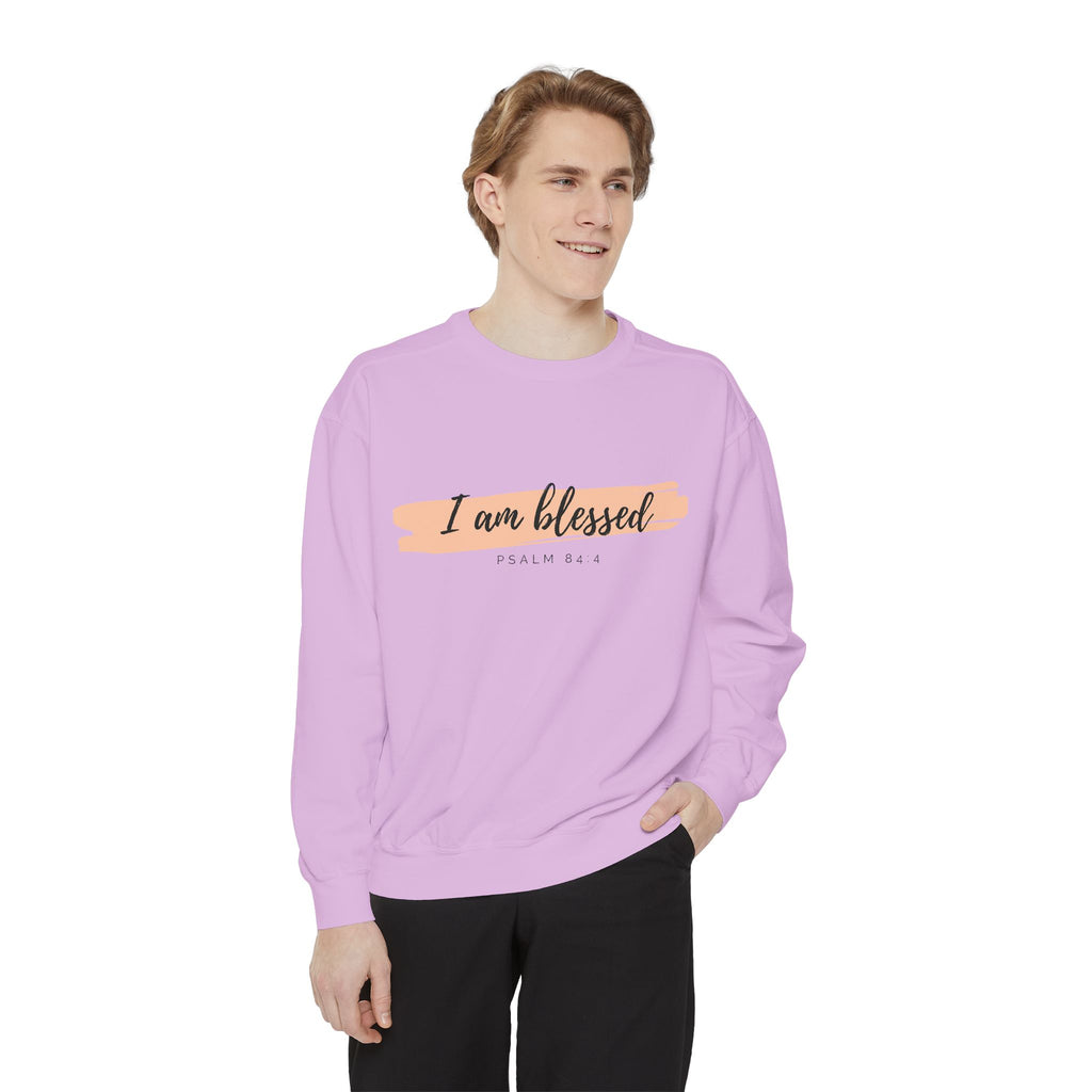 I Am Blessed Sweatshirt – Psalm 84:4 Christian Inspirational Crewneck (Garment-Dyed)