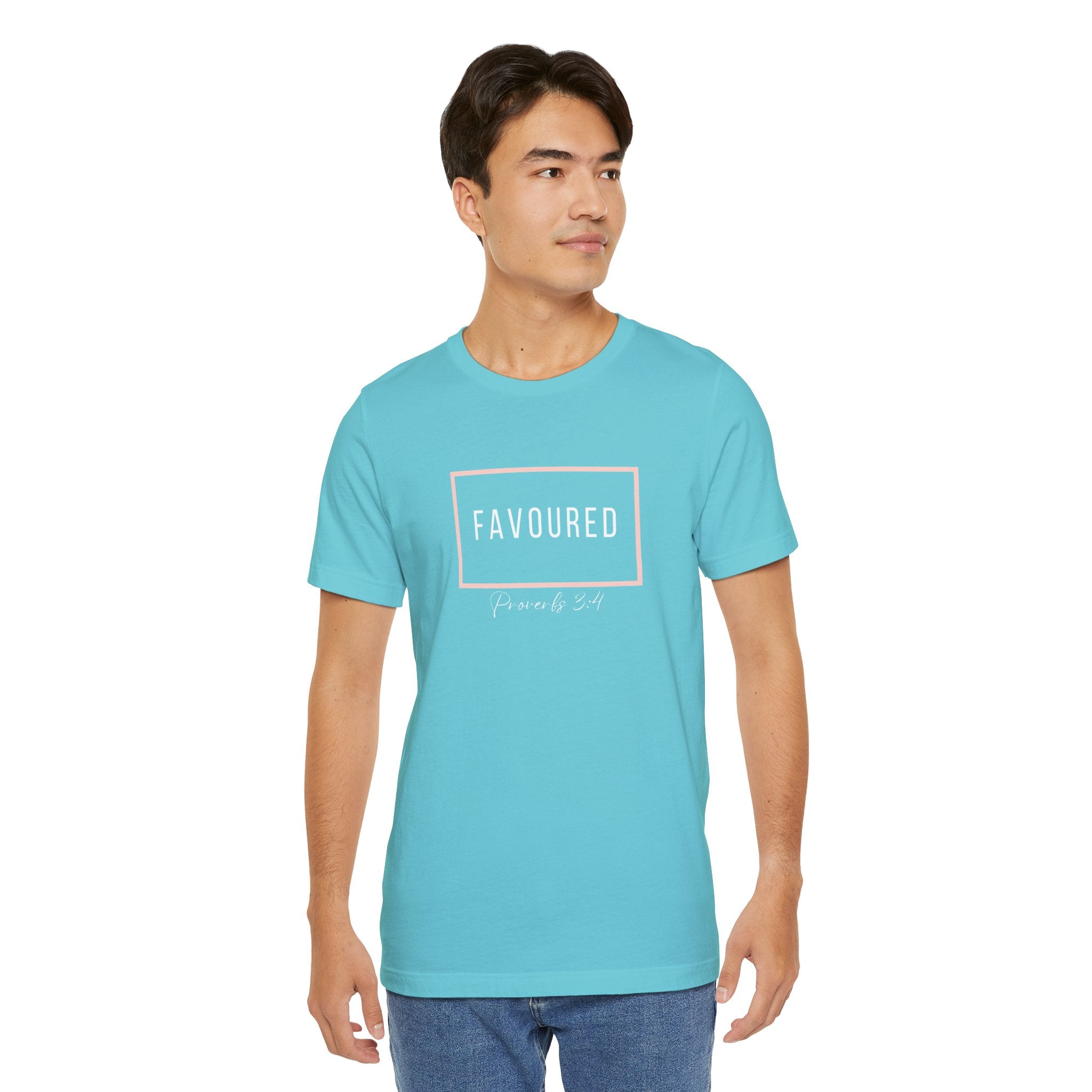 Favoured Christian T-Shirt – Proverbs 3:4 Scripture Tee | Faith-Based Unisex Shirt