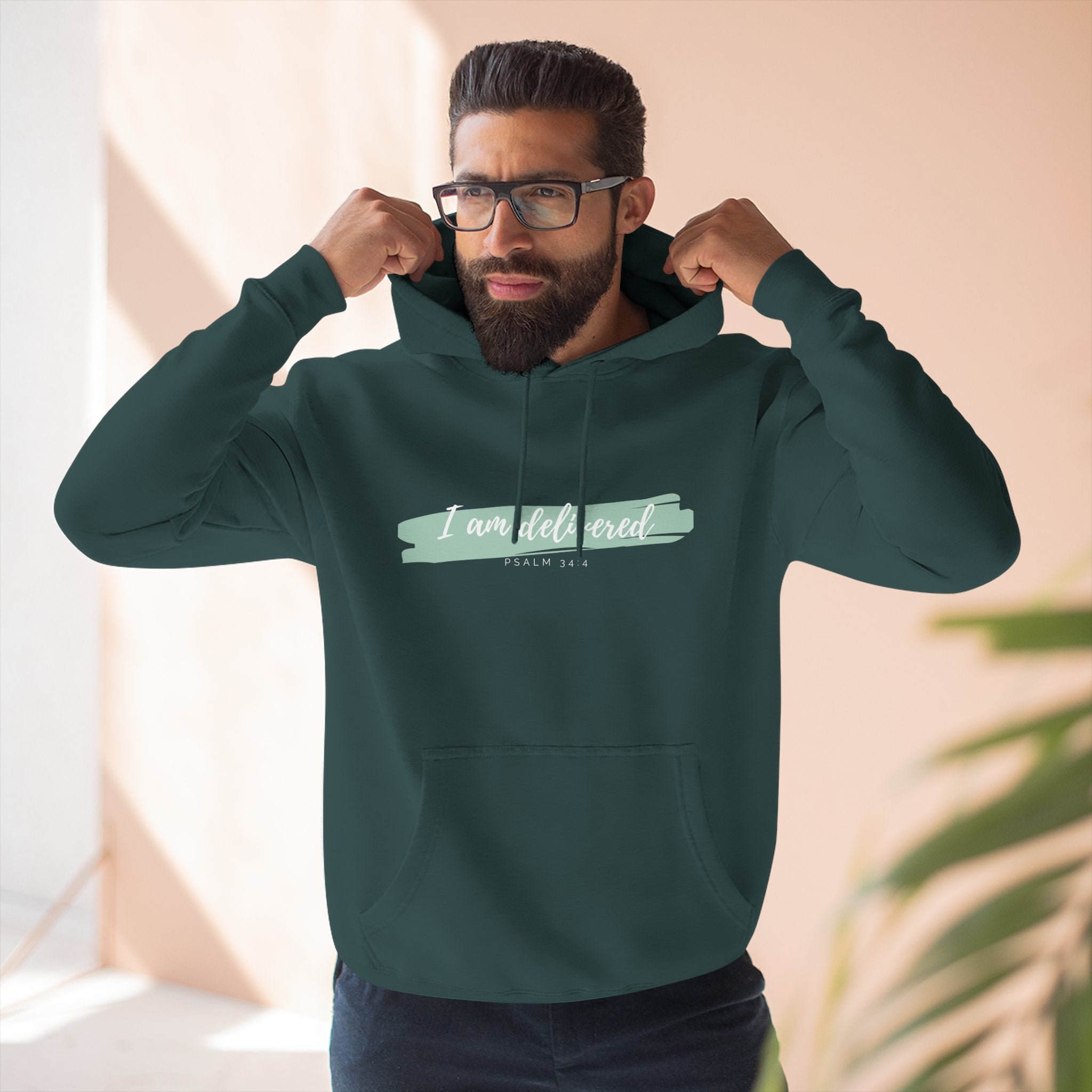 I Am Delivered Christian Hoodie — Psalm 34:4 Faith Hoodie | Inspirational Scripture Pullover | Unisex Christian Apparel