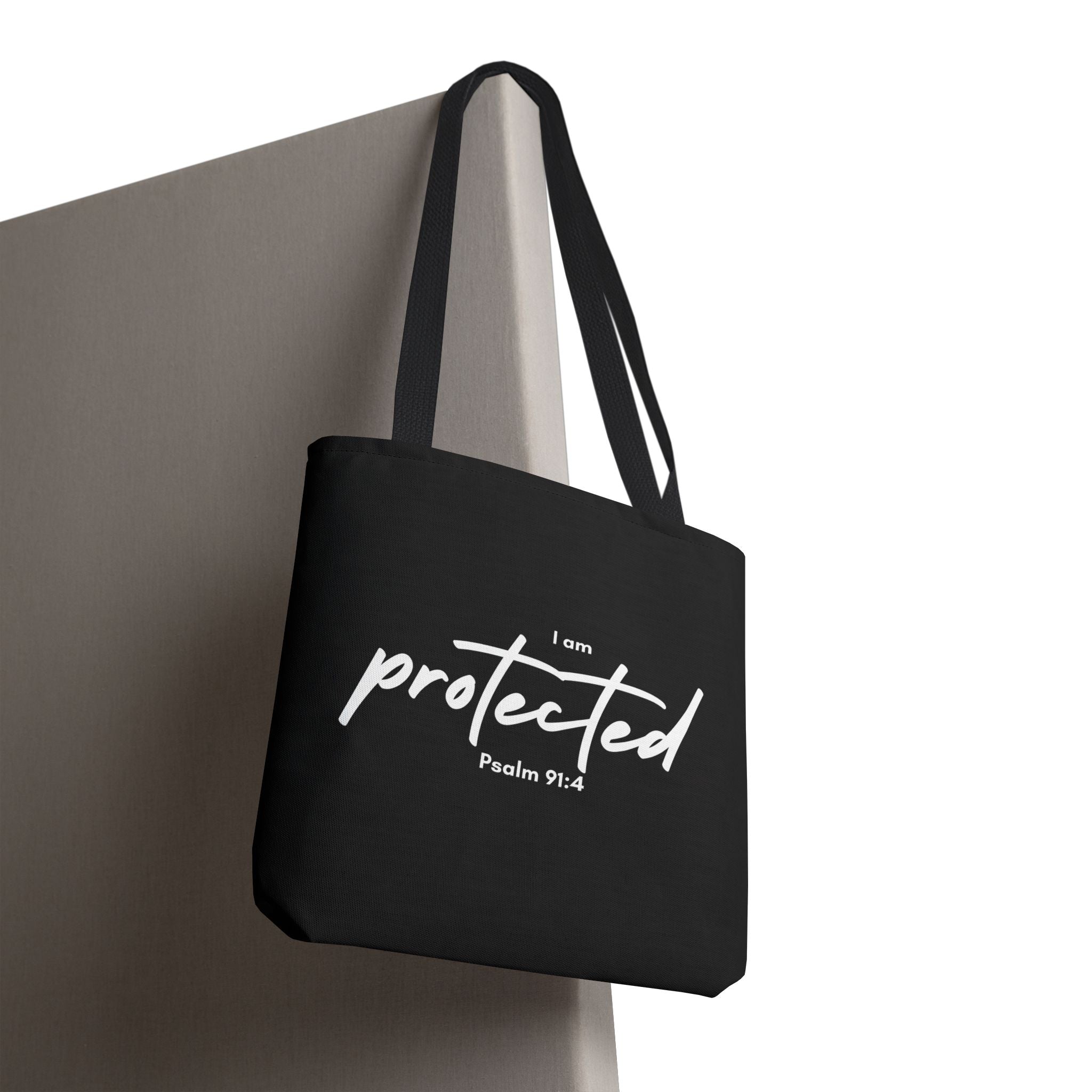 I Am Protected Tote Bag — Psalm 91:4 Christian Scripture Canvas Tote | Faith-Based Carryall