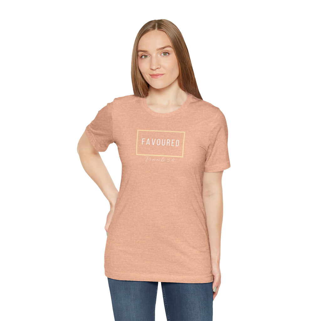 Favoured Christian T-Shirt – Proverbs 3:4 Scripture Tee | Faith-Based Unisex Shirt