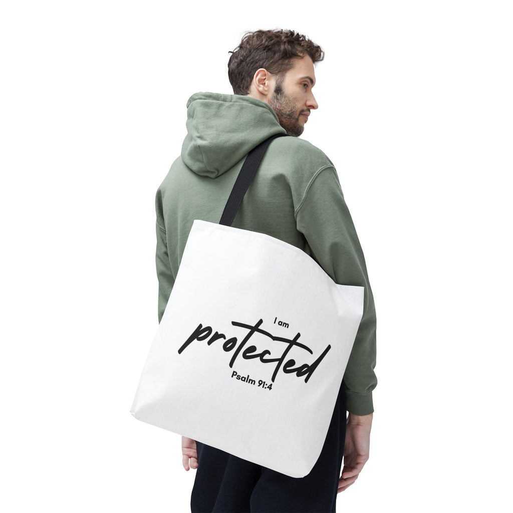 I Am Protected Tote Bag — Psalm 91:4 Christian Scripture Canvas Tote | Faith-Based Carryall