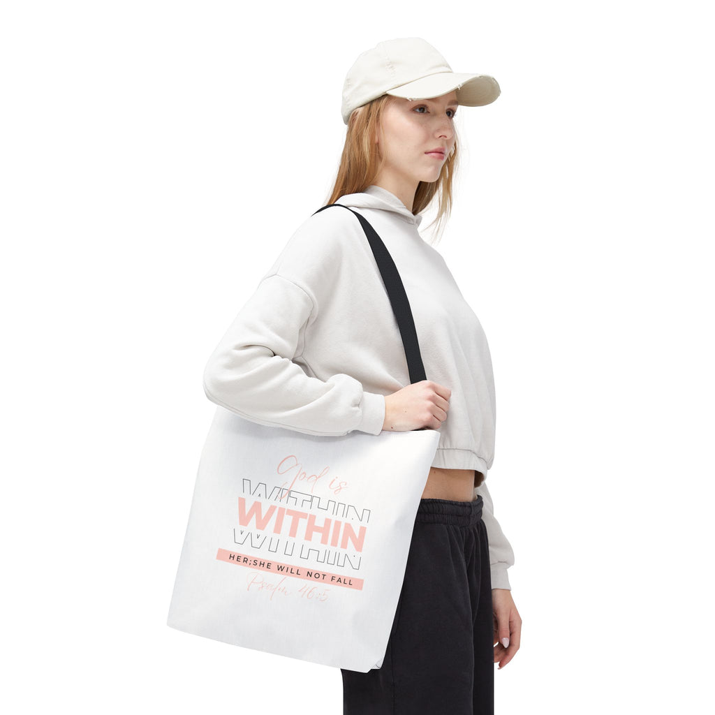 God Is Within Her Tote Bag – Psalm 46:5 Christian Scripture Tote for Women